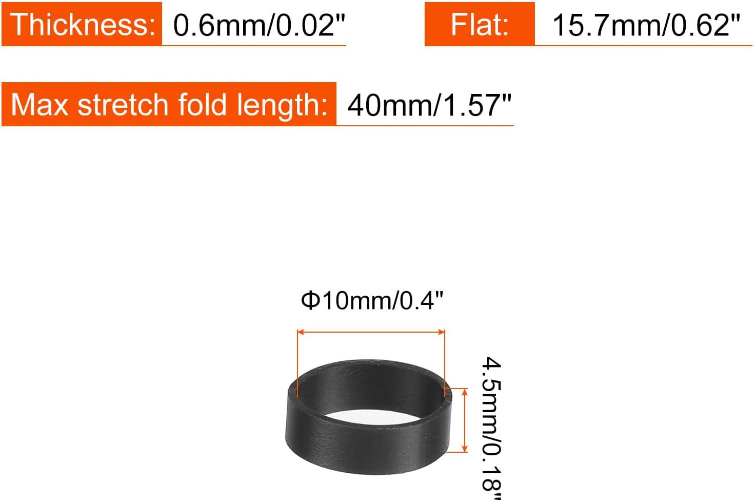 Silicone Rubber Bands Cable Ties 50Pcs Non-Slip 5/8″ Flat Black