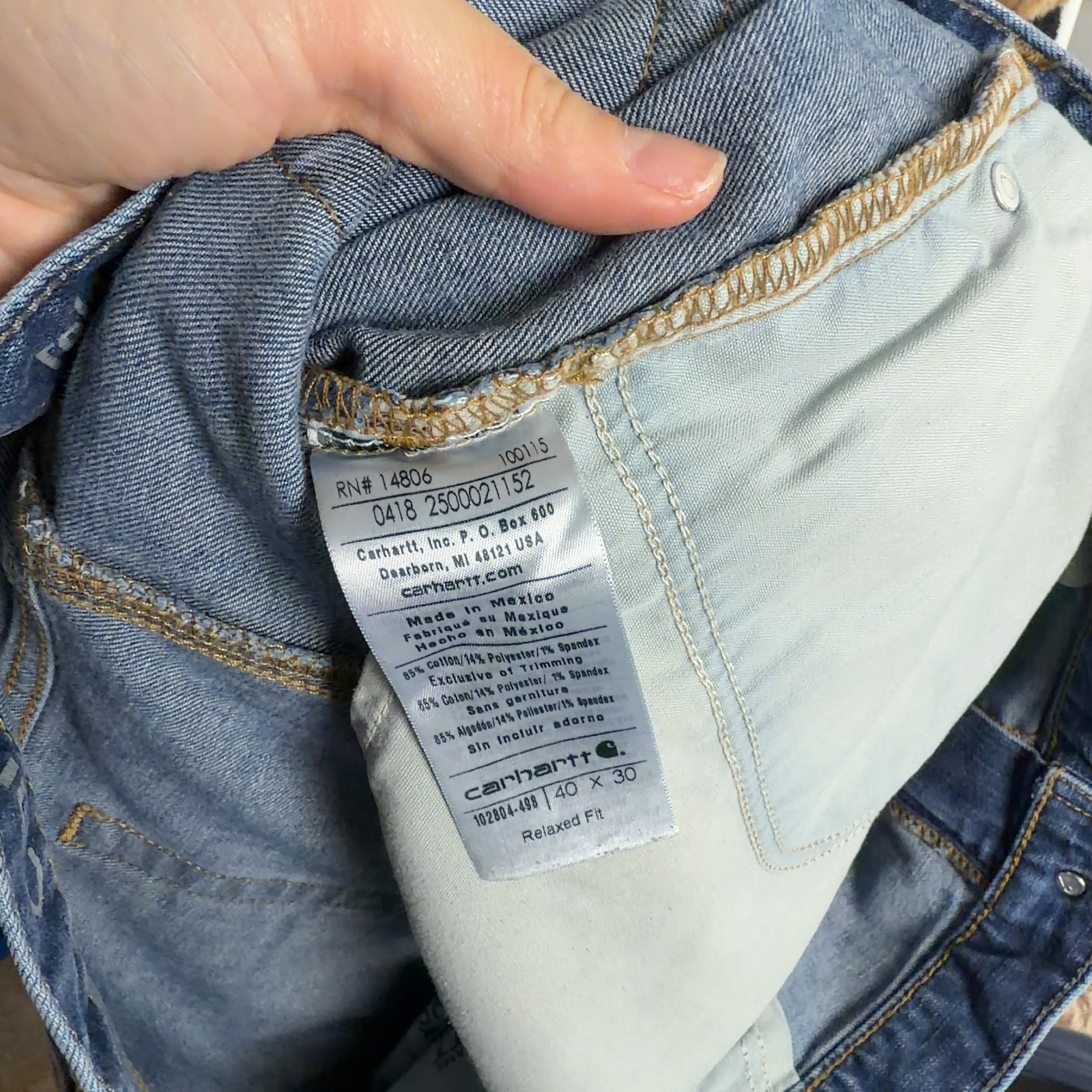 Carhartt Relaxed Fit Denim Jeans 40×30 Blue Cotton Blend Men’s