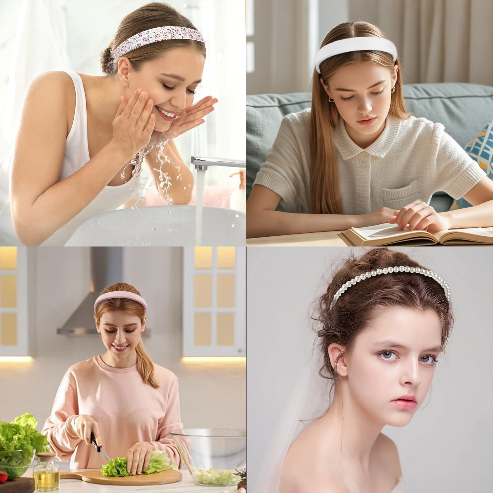 Hazms 7 Pcs Headbands for Women Non Slip Headband 7 Count (Pack of 1), Pink