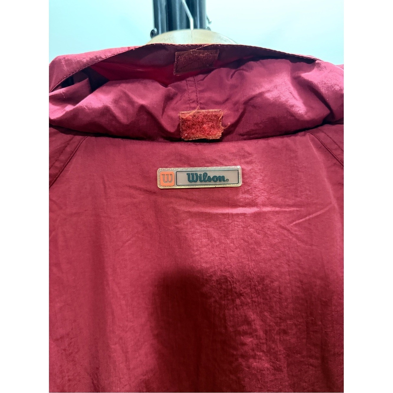 Wilson Y2K Maroon/Red Hooded Jacket with Packable Hood SZ XL