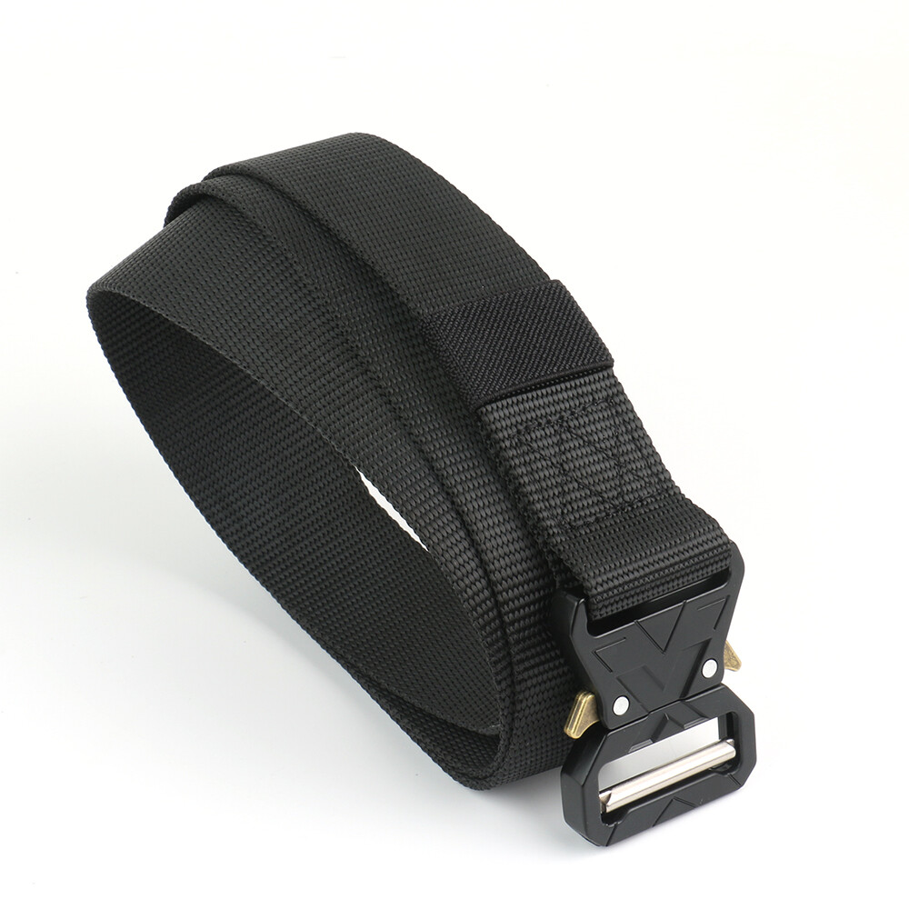 Men’s Nylon Tactical Belt Quick Release 1.5 in Buckle Webbing Waistbelt Black