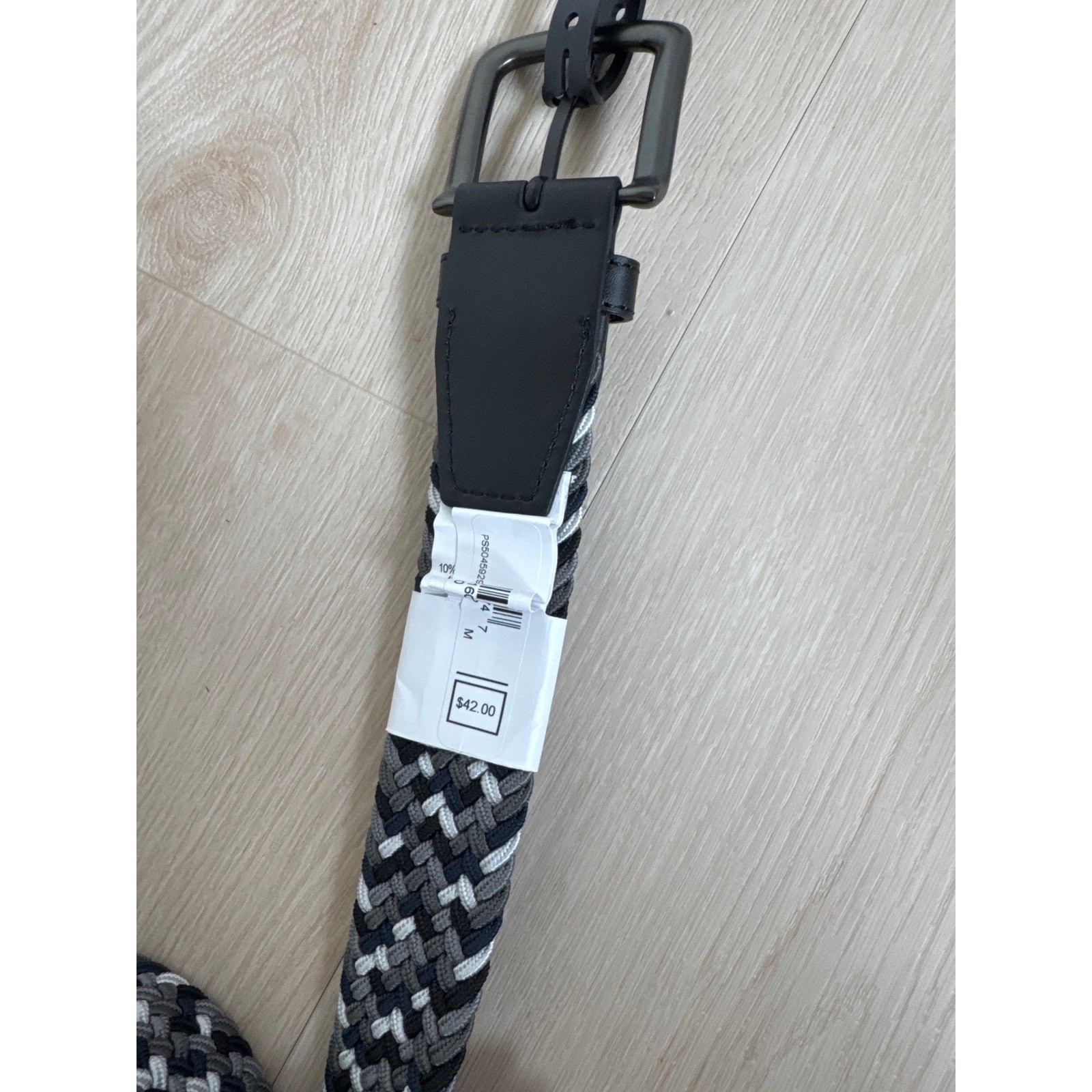 Nike Belt Mens Medium 34-36 Grey Navy White Braided Stretch Woven Golf NWT