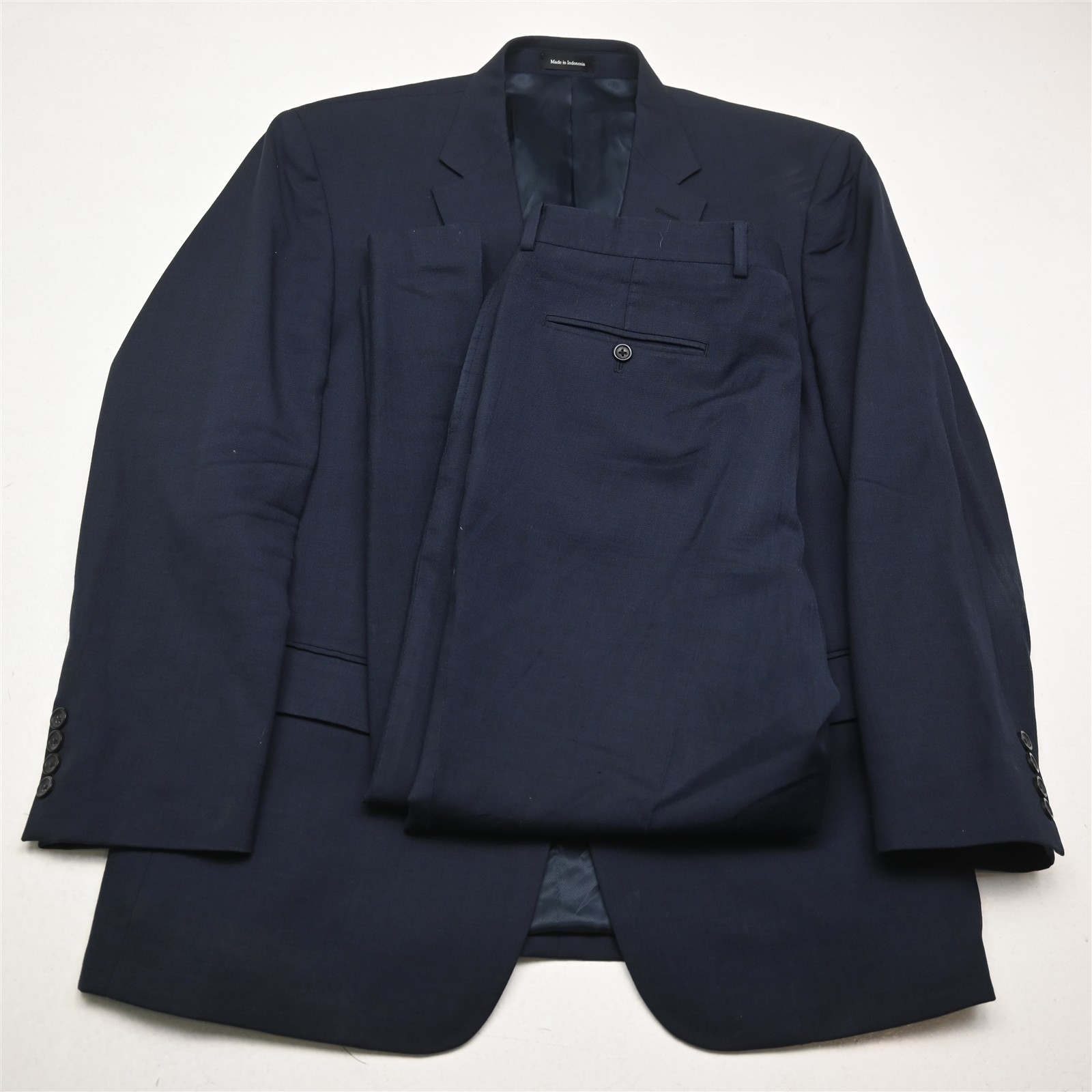 Pronto Uomo 44R 36×29 Blue Sharkskin 100% Wool Mens Jacket Pants Suit