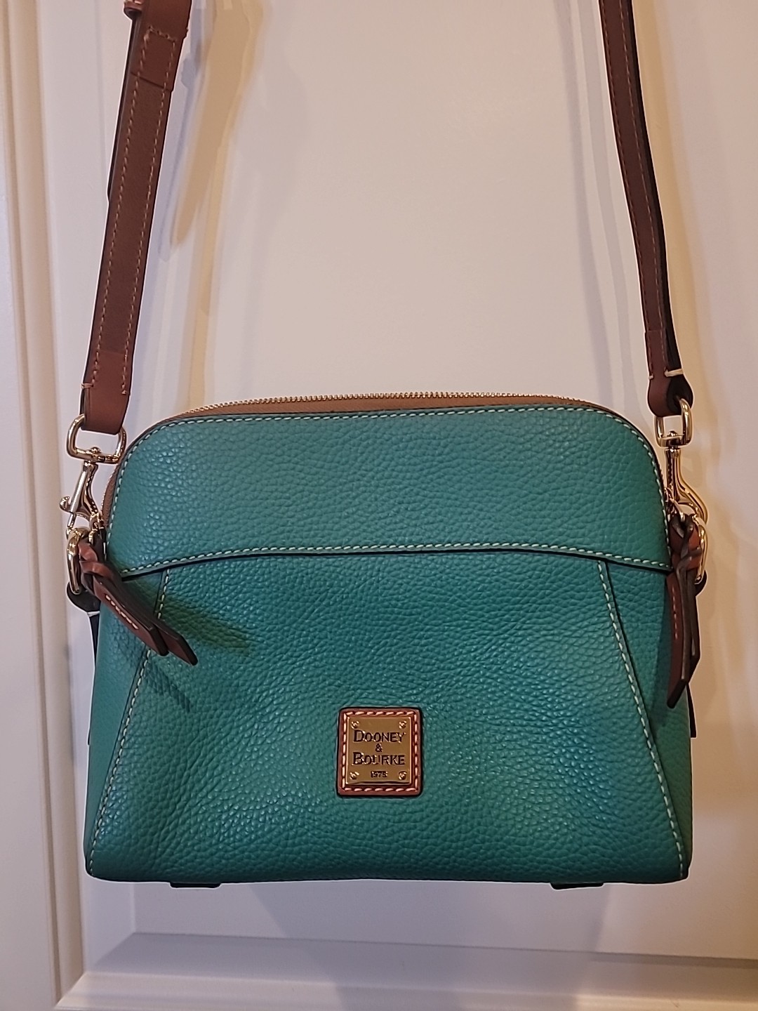 Dooney & Bourke Pebble Grain Leather Ginger Crossbody Spearmint Light Blue Purse