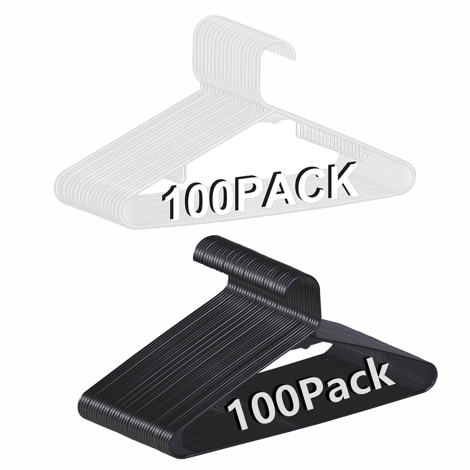 Plastic Hangers Heavy Duty Non-Slip Skirt Suit Clothes Hangers 2 Colors 100 Pack