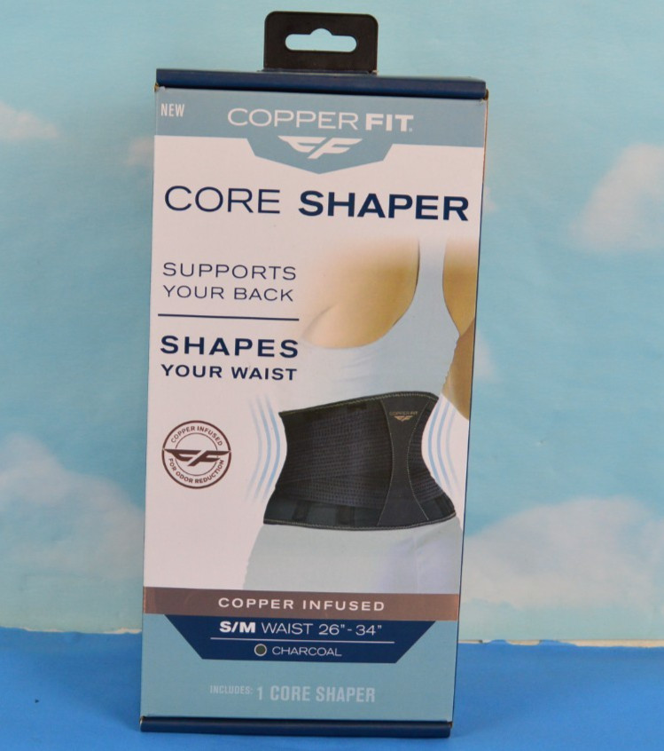COPPER FIT Core Waist Belt Trainer Shaper Women Charcoal S/M- W 26″-34″ NIB