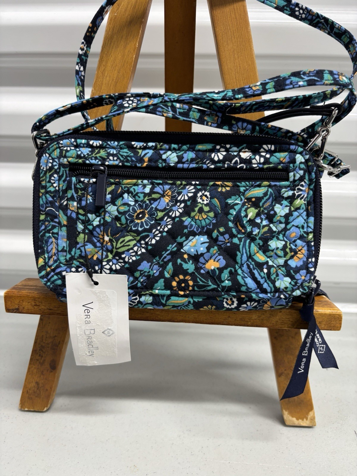 NEW! Vera Bradley AIO Crossbody Wallet Dreamer Paisley Plants RFID Protection