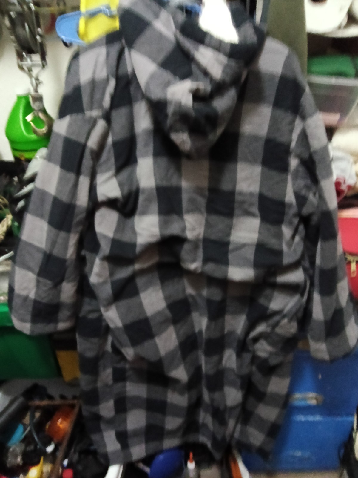 Goodfellow & Co Men’s Gray/Black Plaid Sherpa-Lined Hooded Full Zip Jacket L