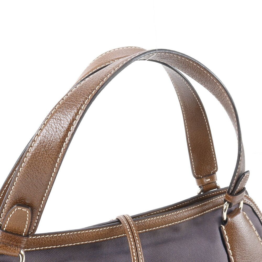 CELINE Tote bag Horse carriage Bittersweet leather canvas Auth From Japan