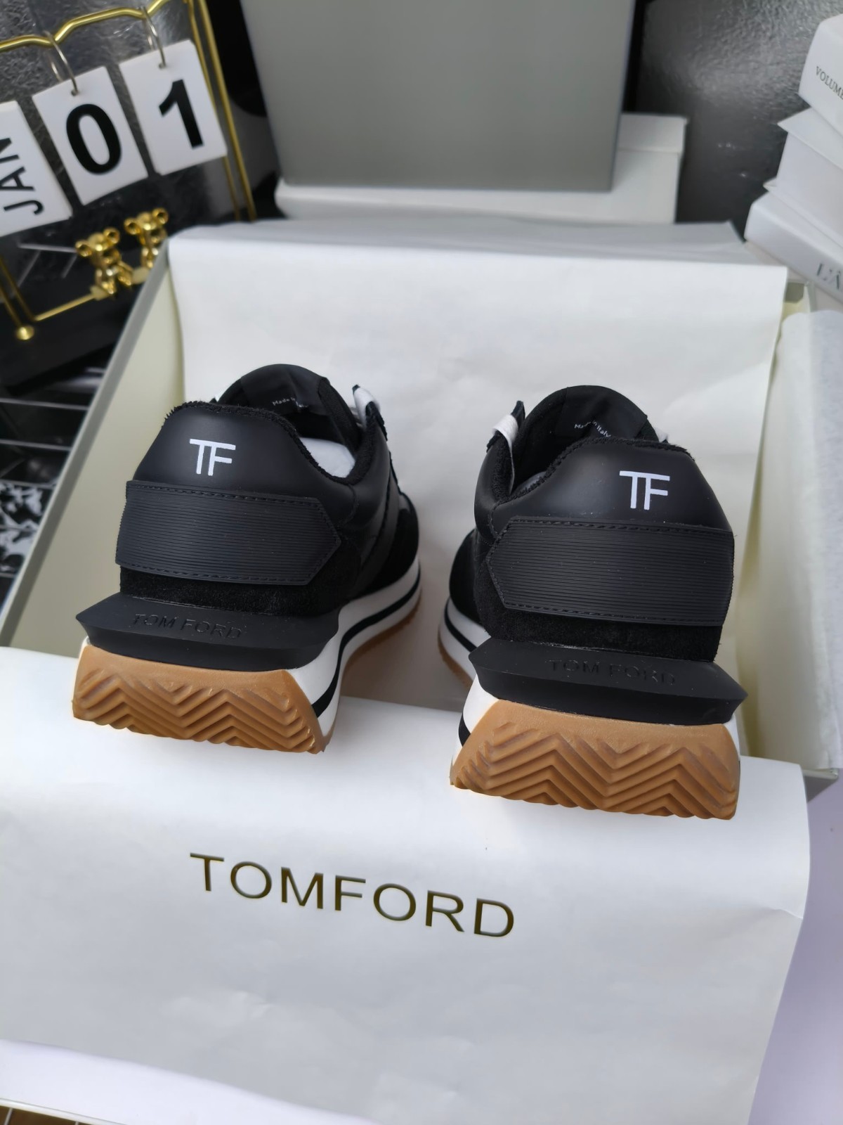 TOM FORD Mick Black Platform Fleece Lined Sneakers For Men