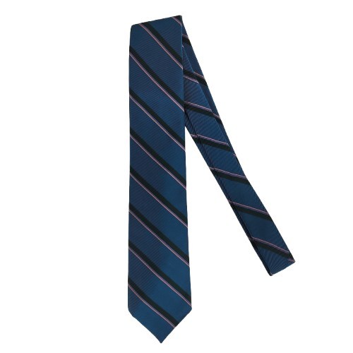 Vtg. Ferrell Reed/Jack Henry Blue Thin Black Pink Purple Stripe Tie 100% Silk