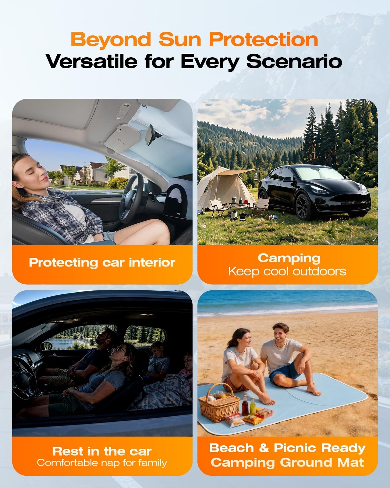 Cooling Car Windshield Sun Shade for Model 3/Y 2014-2026, Green and Beige | 9…