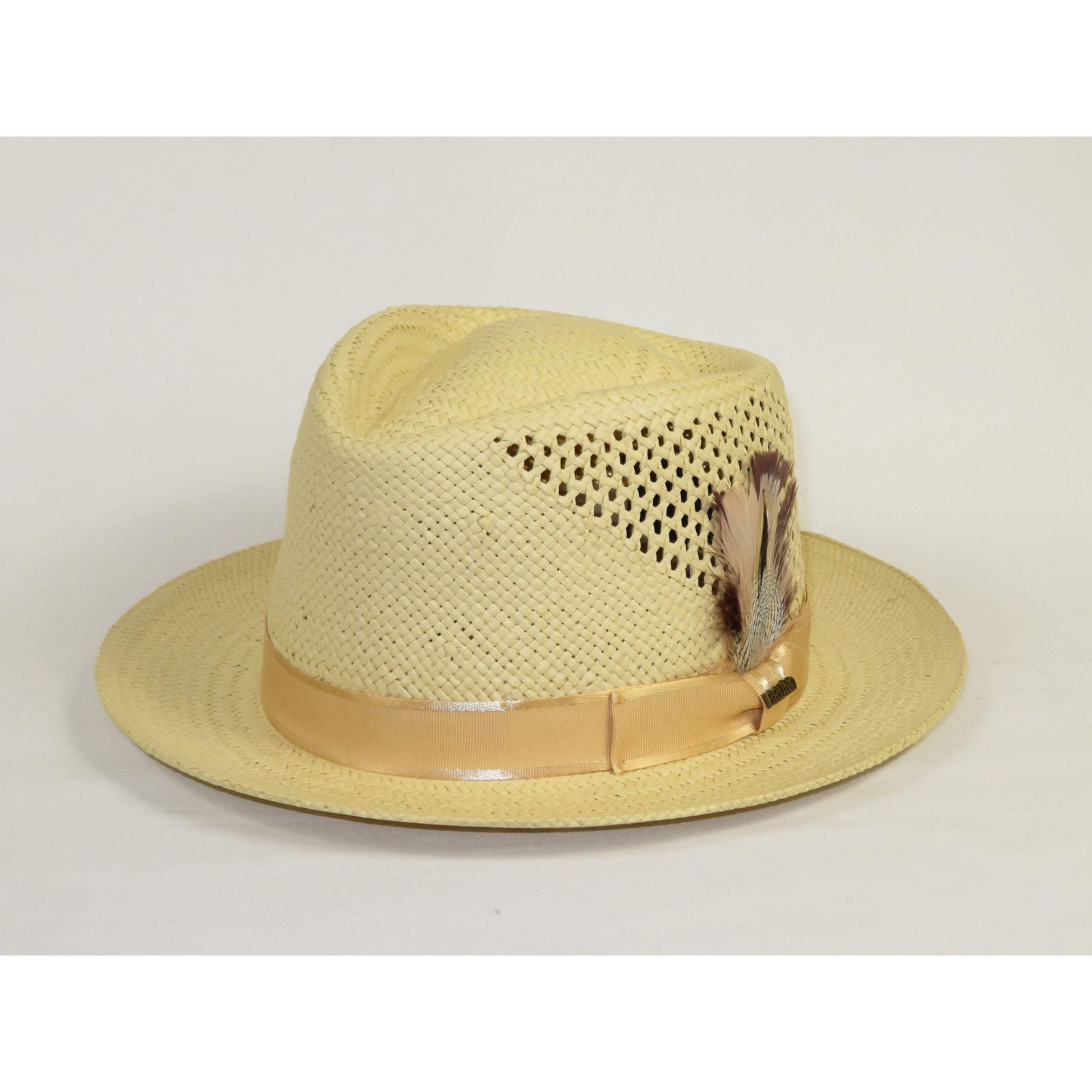 Men’s Bruno Capelo Genuine Straw Hat Fedora Geneva Panama GA627 Natural