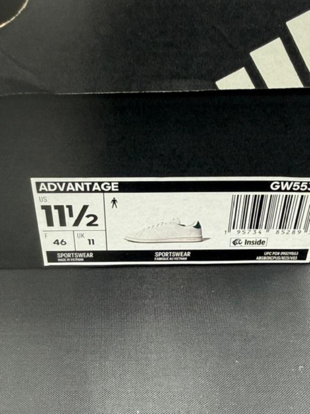Adidas Advantage White Lace-Up Sneakers Size 11.5 US