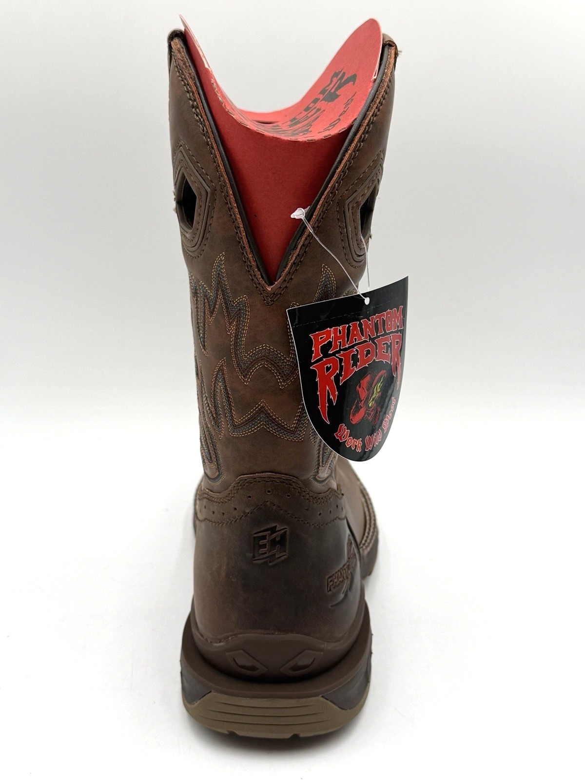 NEW PHANTOM RIDER SZ 9.5 D 11″ Roper Pull On Work Boots Square Toe in BROWN
