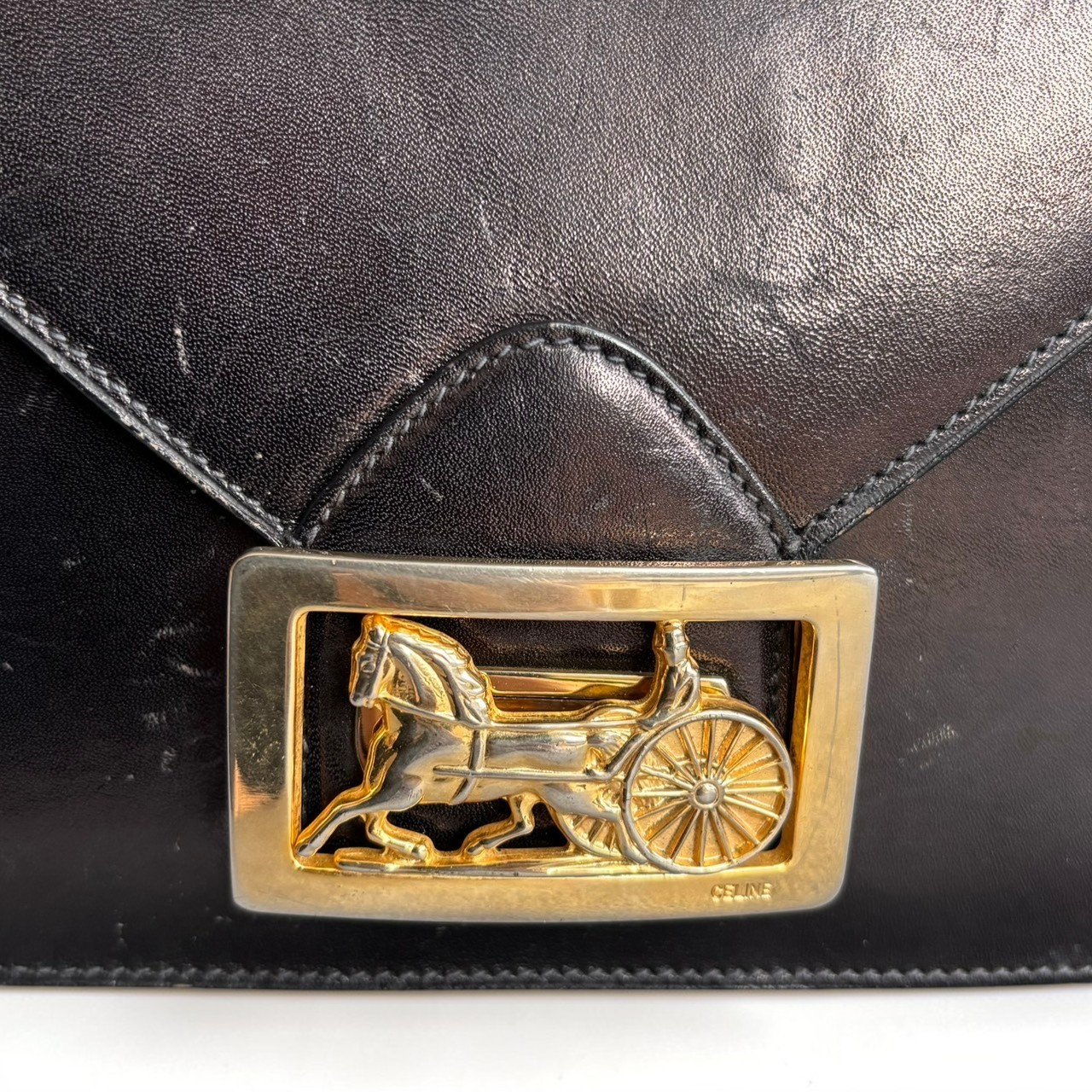 CELINE Shoulder Bag Horse Carriage Calf Leather Authentic