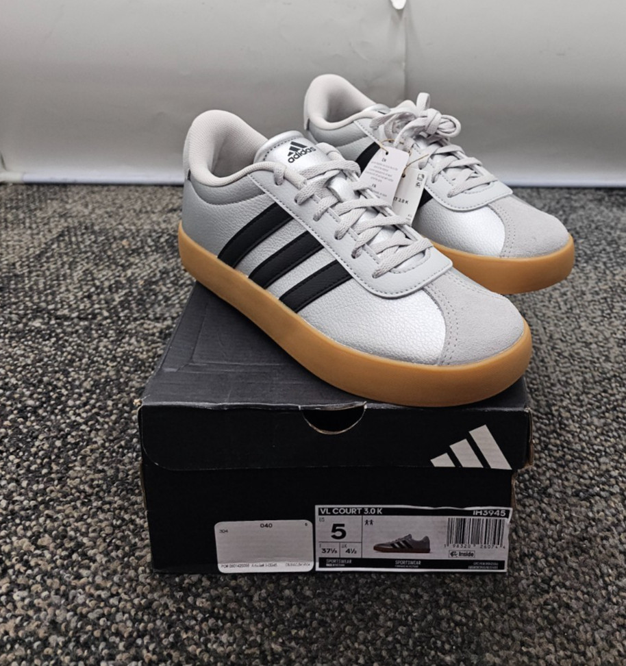 Adidas IH3945 VL Court 3.0K Sportswear US 5 F 37-1/3 UK 4-1/2 Silver Metallic