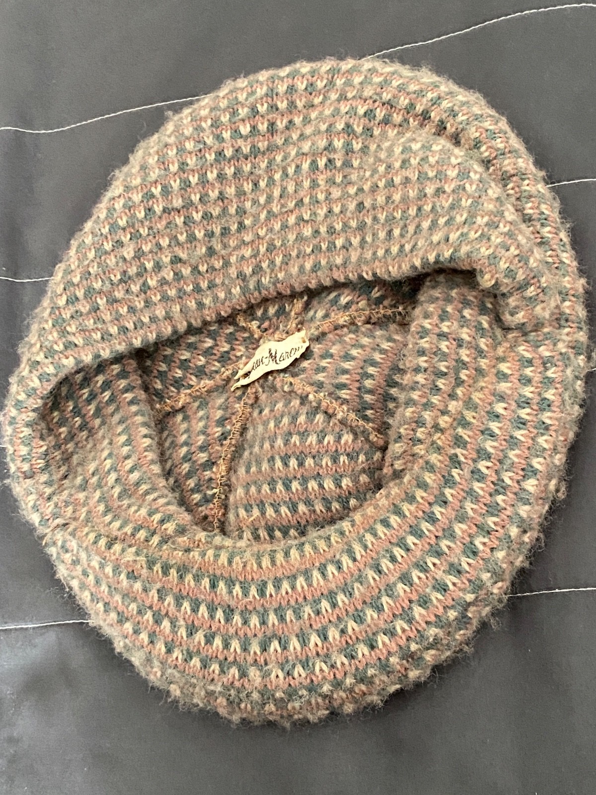 Vintage Neiman Marcus Knit Beret Hat Multicolor Wool Blend Slouch Tam Boho Made