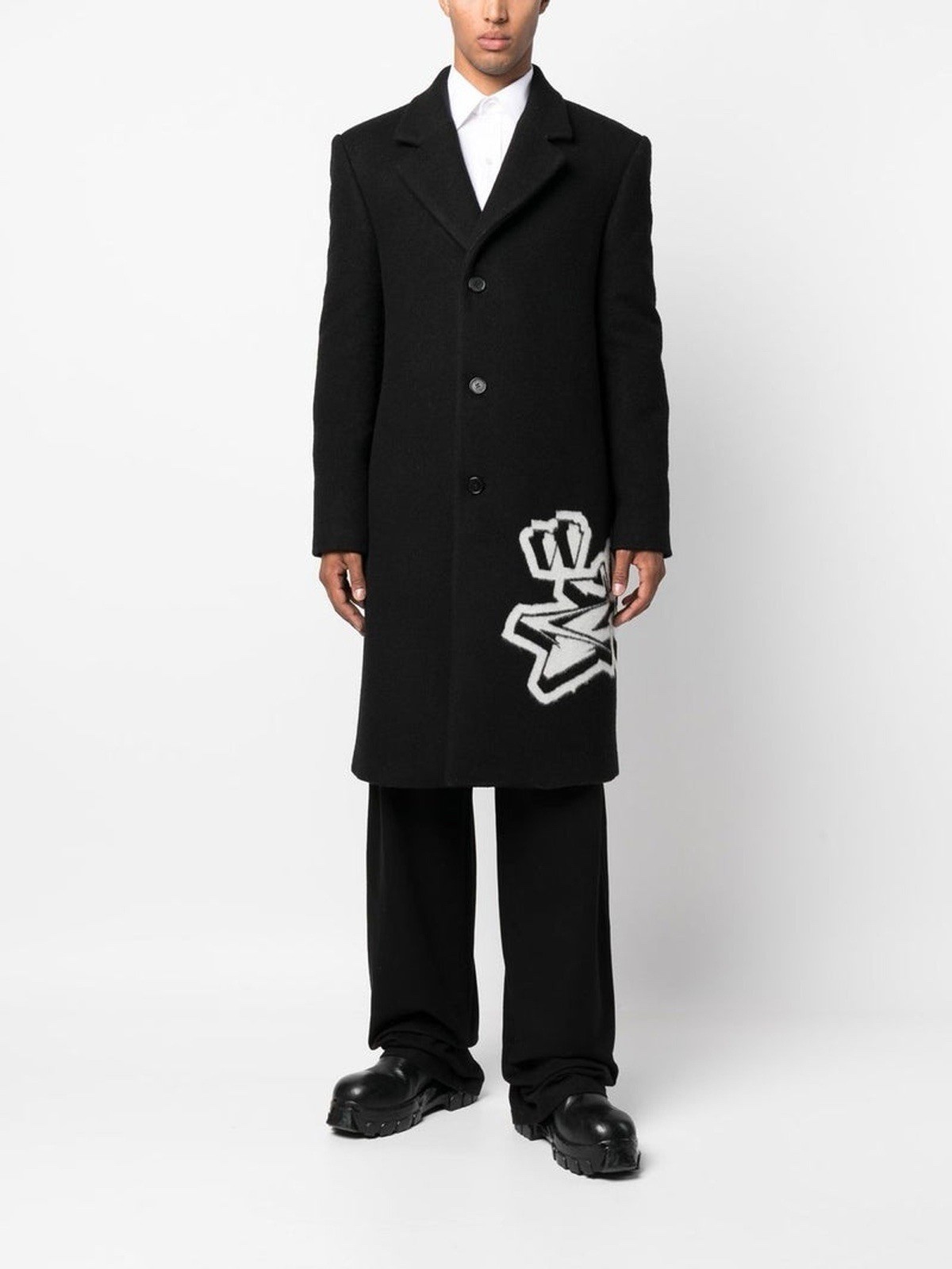 Off-White Graffiti Wool Coat 22in 48EU BRAND NEW W/o Tags MSRP: $3,532