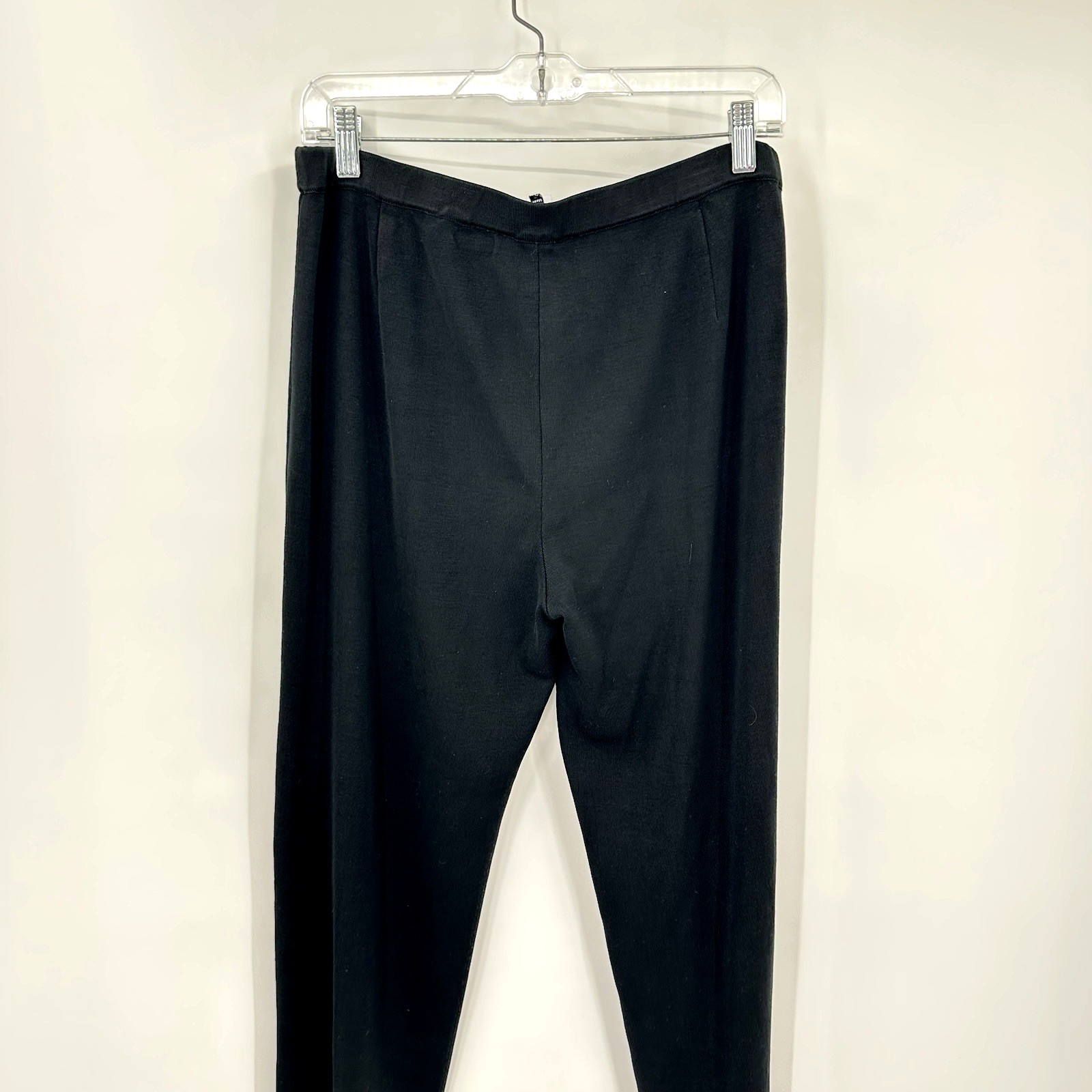 MING WANG straight leg pants black petite PL knit modern knitwear pull on
