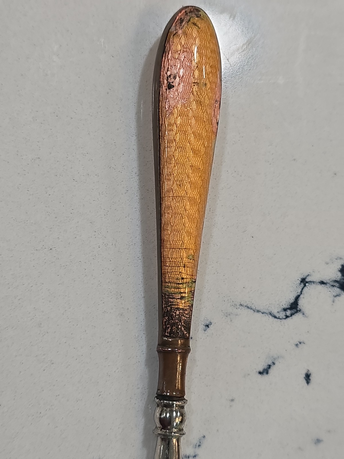 Antique button closure hook gold metal long
