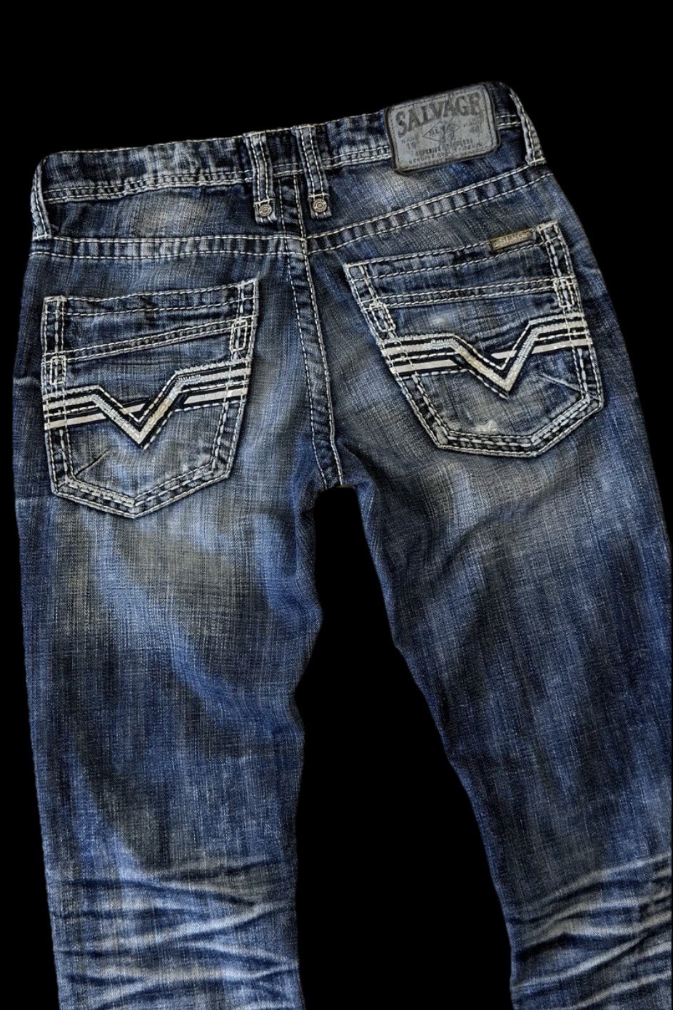 Salvage HAVOC Slim Straight Stretch Buckle Jeans ~ Men’s Size 28 x 32