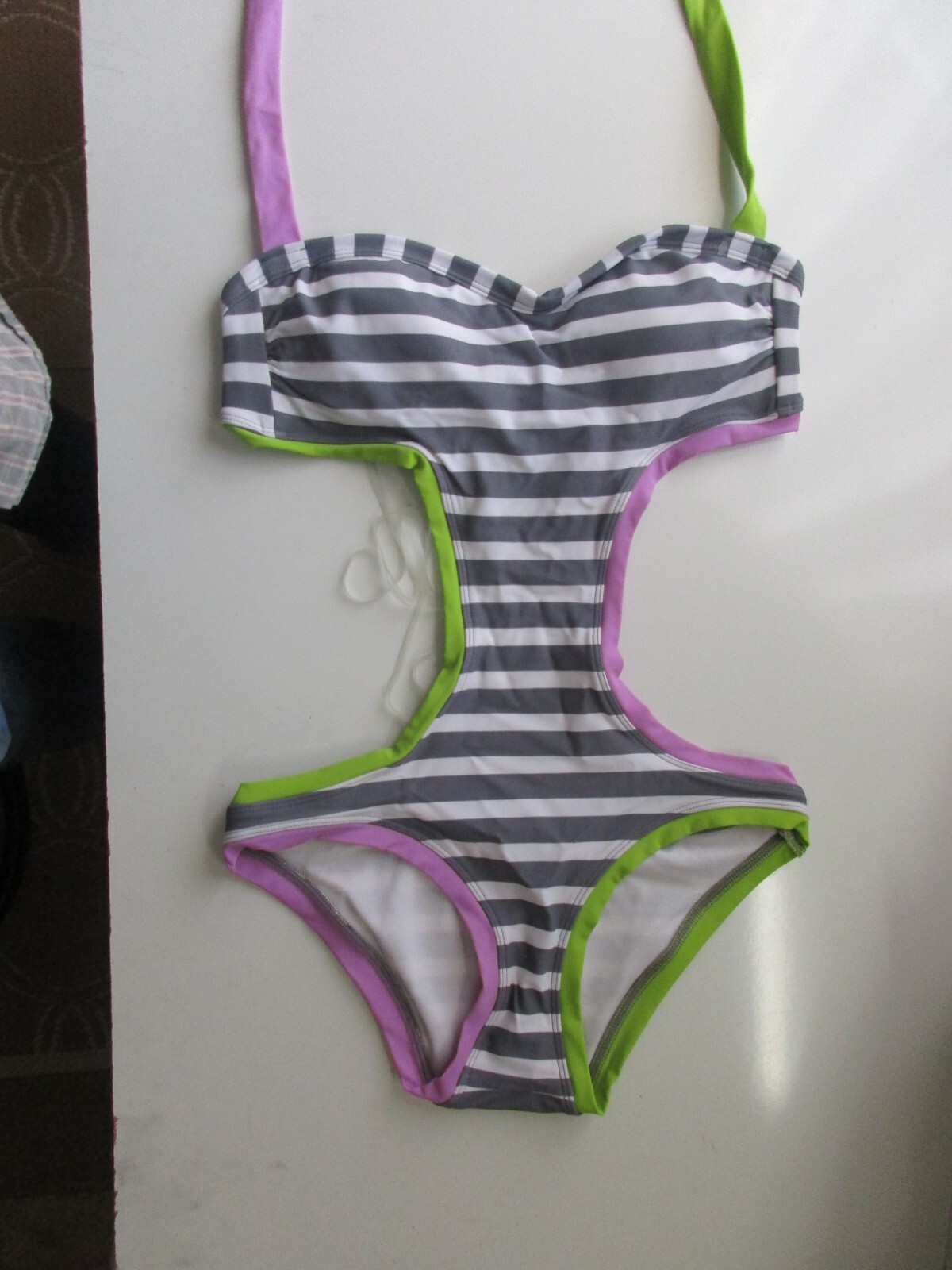 BCA by Rebecca Virtue Striped Mono-Kini Swimsuit L $65 B90.DCS1