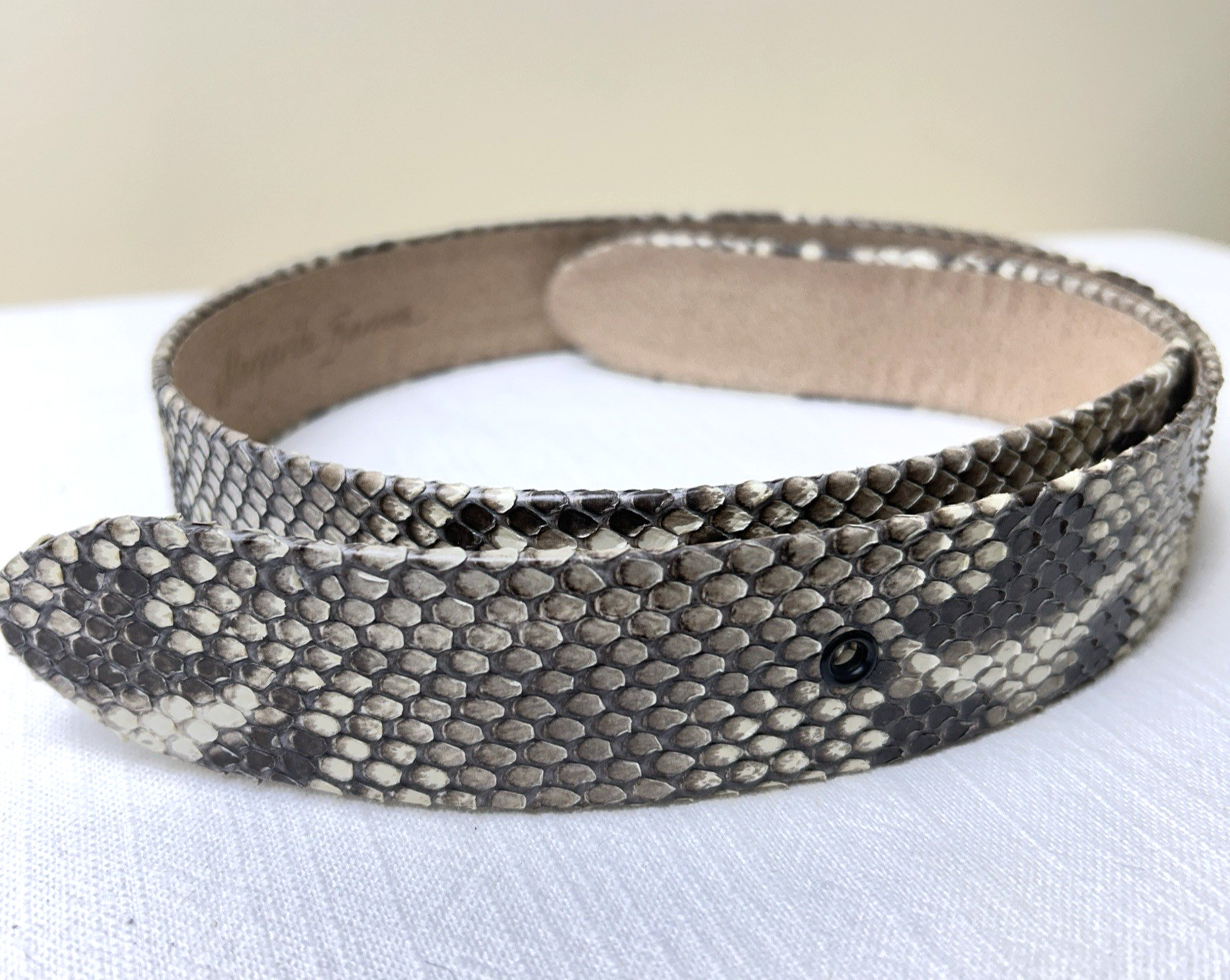 Margarita Barrera Snakeskin Embossed Leather Belt Strap 1 3/8” W 37 1/2” L