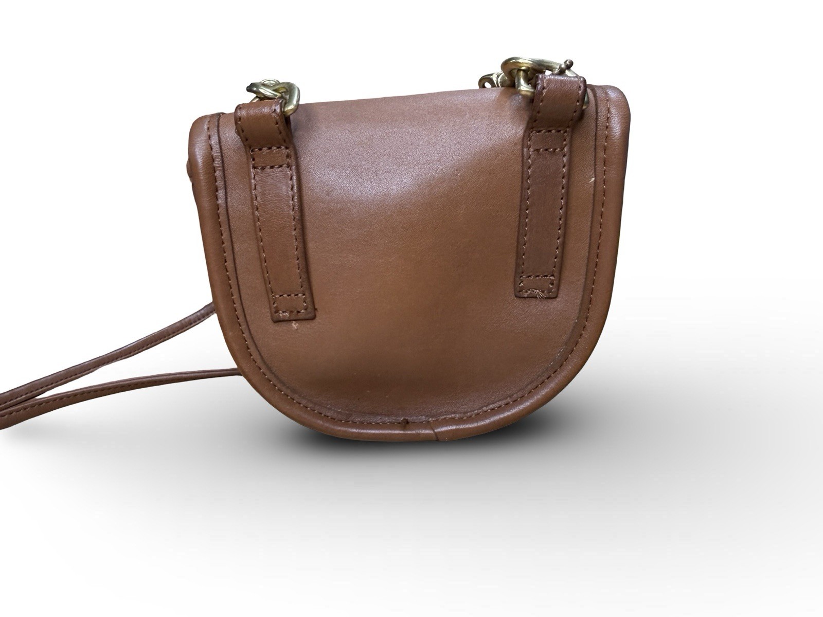 Coach 9826 Tan Leather Crossbody Belt pouch Saddle Bag with Gold Hardware