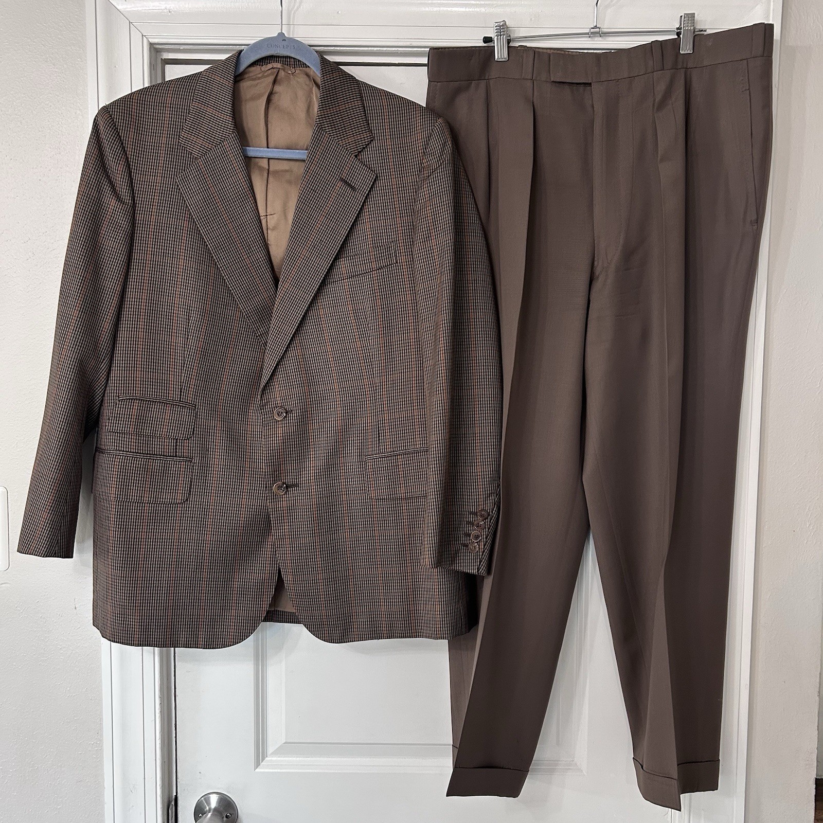 CHITTLEBOROUGH & MORGAN Savile Row Bespoke Suit 40R Checked Brown Old Money VTG