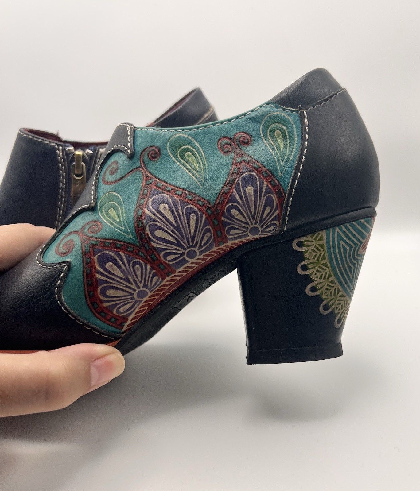 L’Artiste by Spring Step Zami Blue Leather Shoes Bootie Women’s Size 35 US 5