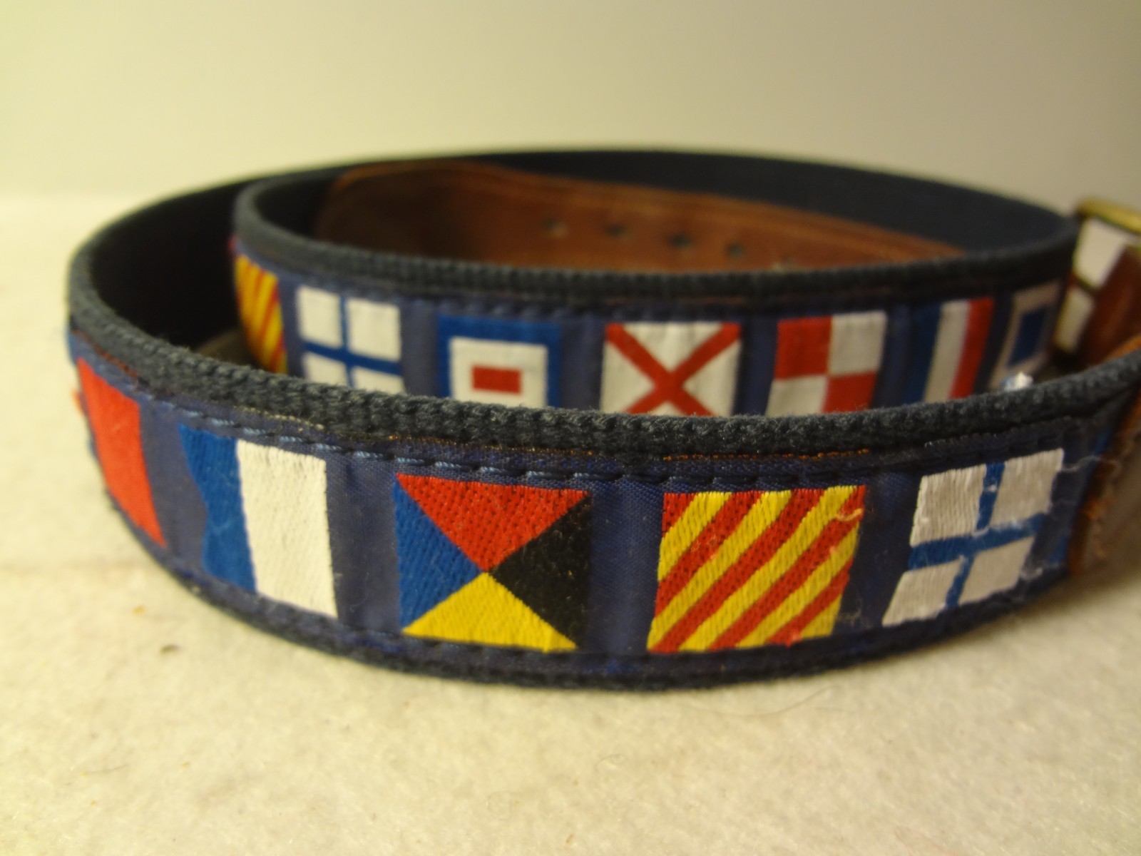 Vintage Preppy Belt with Flags by Preston Made In New England 35 1/2″ – 38 1/2″
