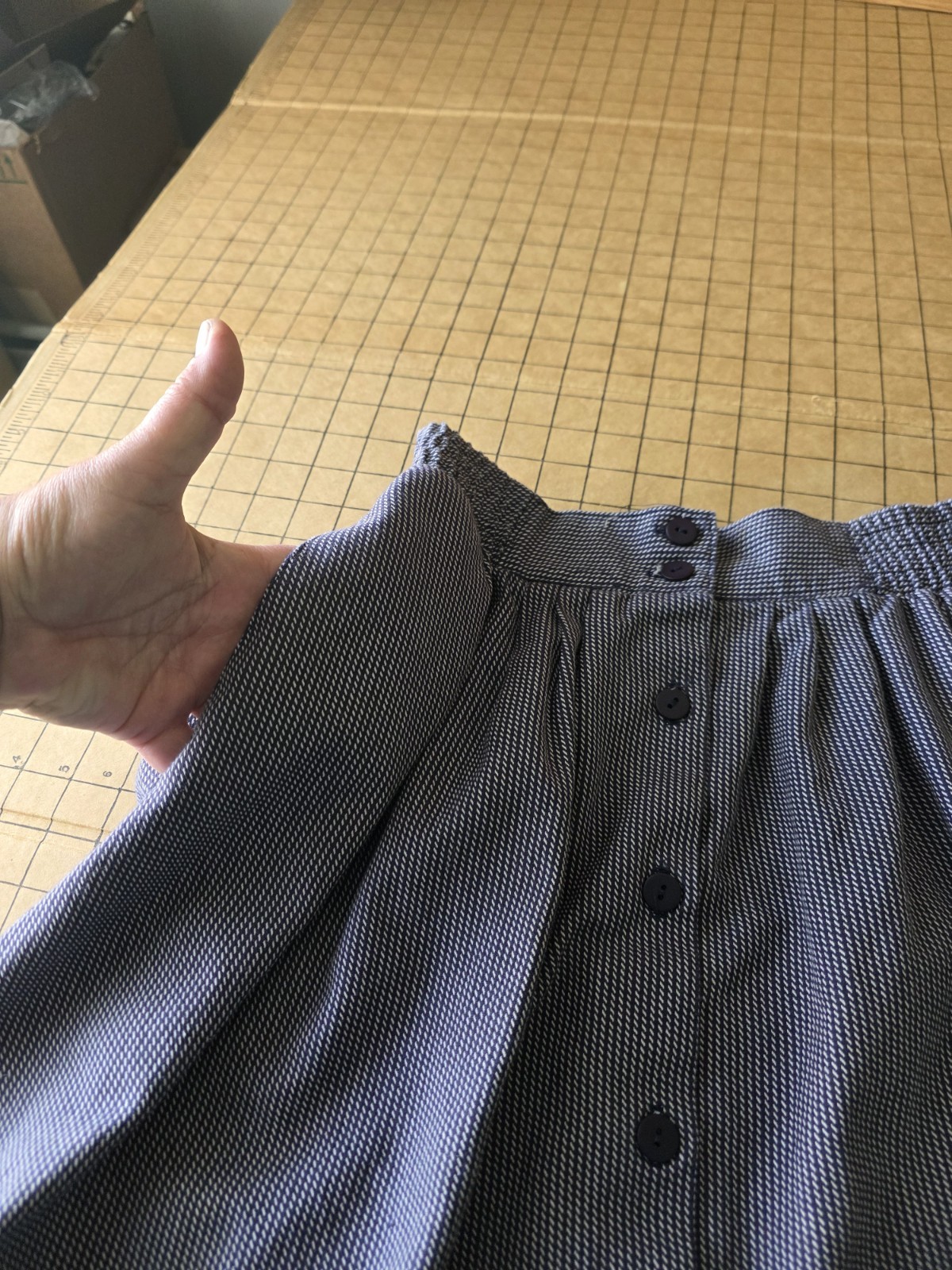 Jantzen Vintage Petite Button Front A-Line Gray Check Skirt Sz 12 Made In USA