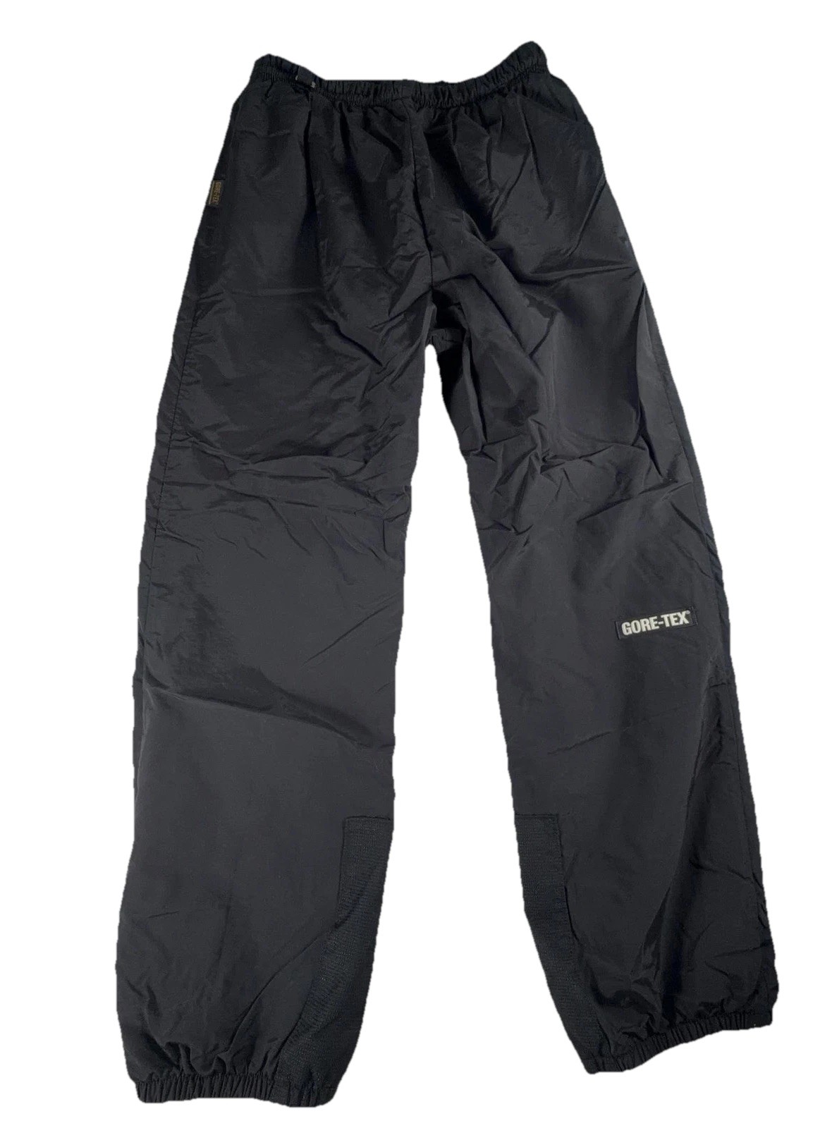 Vtg GORE-TEX Rain Pants Mens L Black Waterproof Windproof Elastic Cuff Hiking