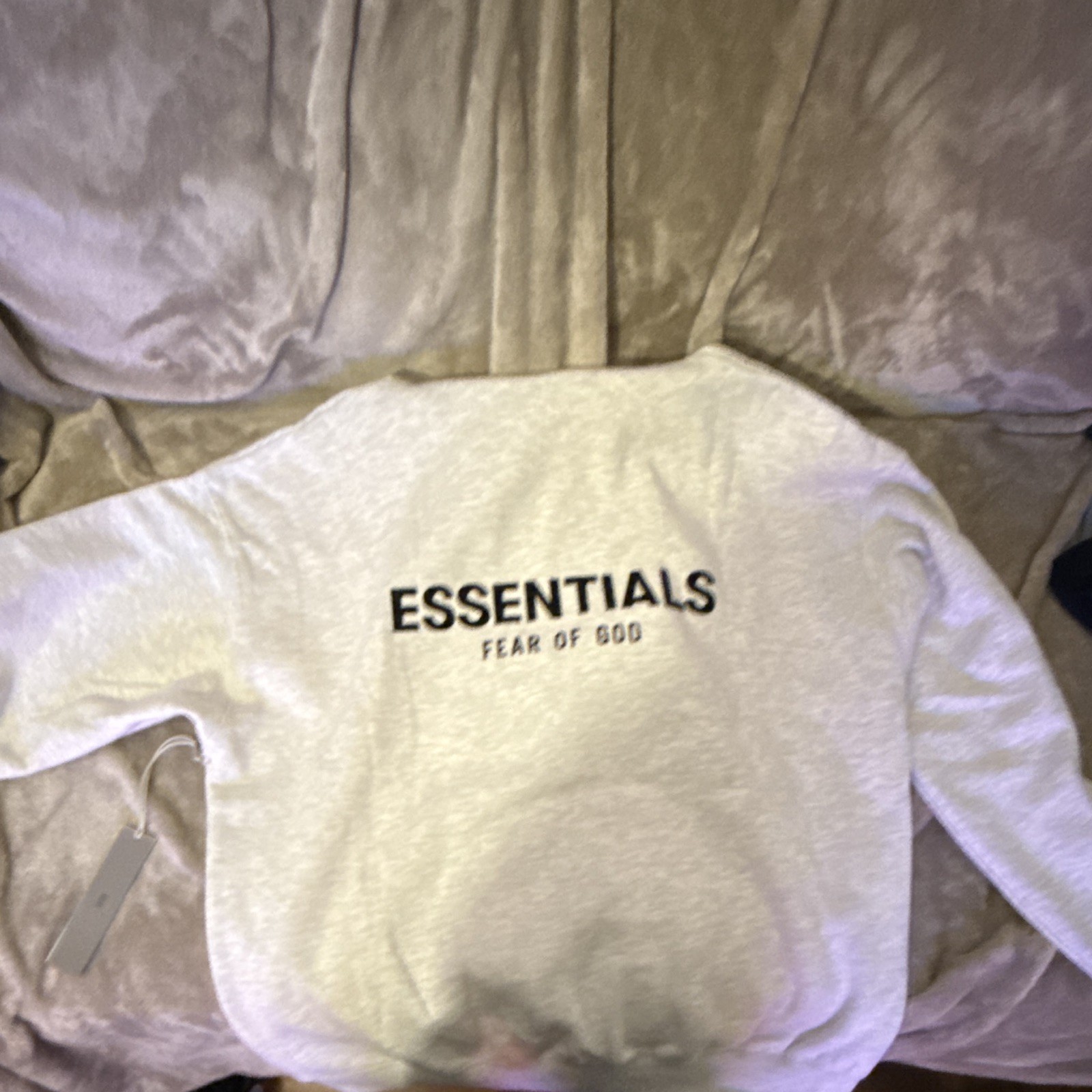 Essentials Fear of God Solid Gray Pullover Hoodie Logo Kangaroo Pocket Size L