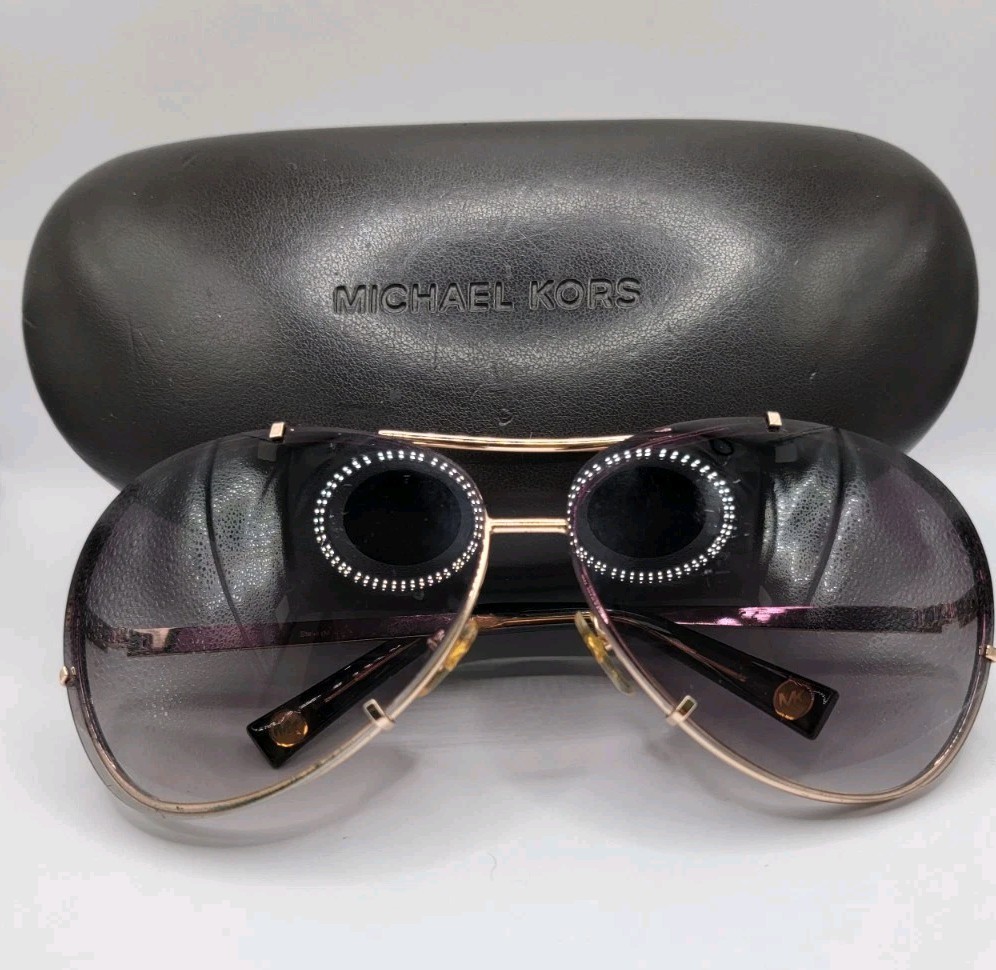 Michael Kors Stella Aviator Mens Sunglasses Gold Metal Gray Gradient UV400 125mm