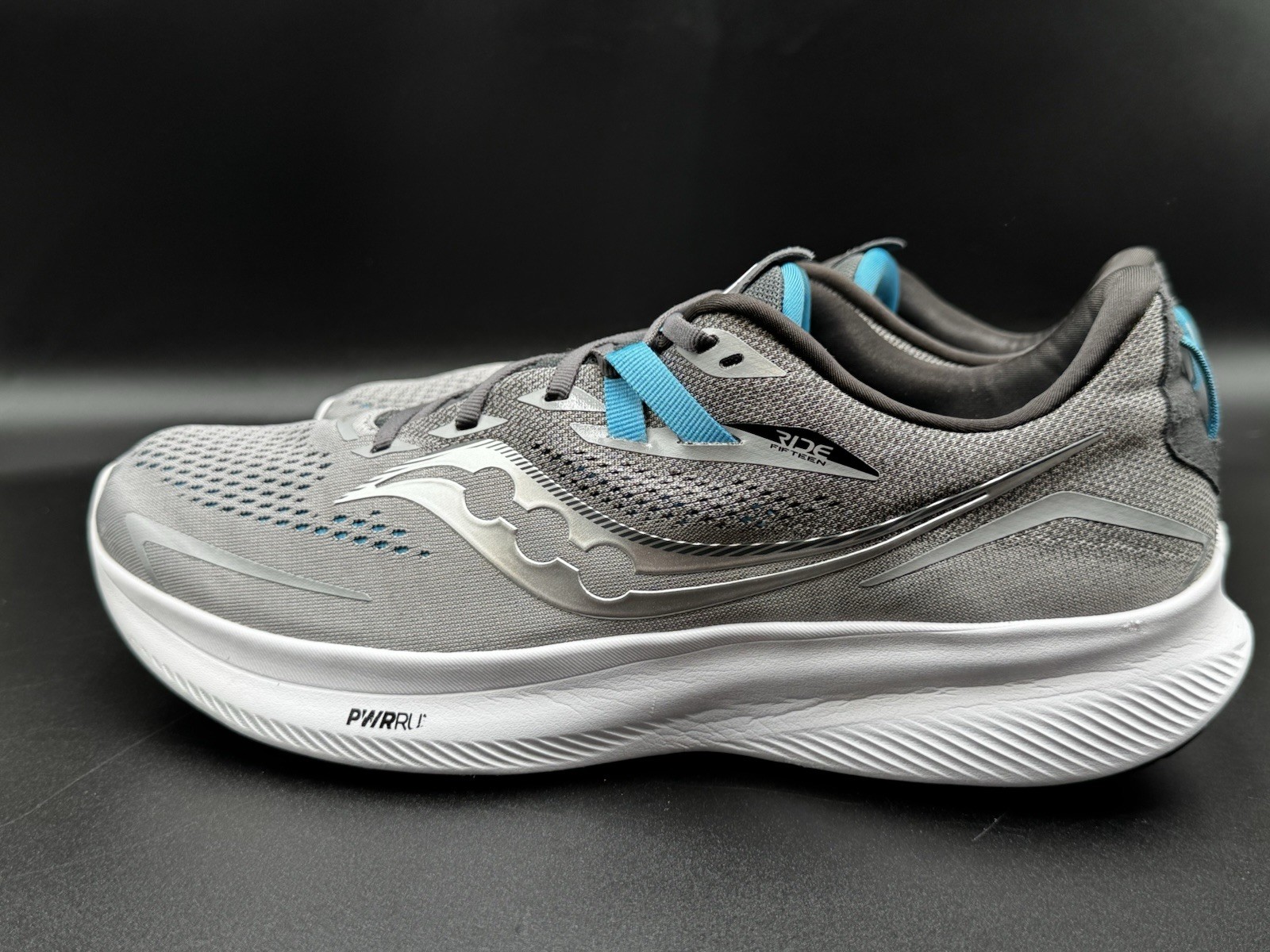 Size 12.5 – Saucony Ride 15 Alloy Topaz Running Shoes