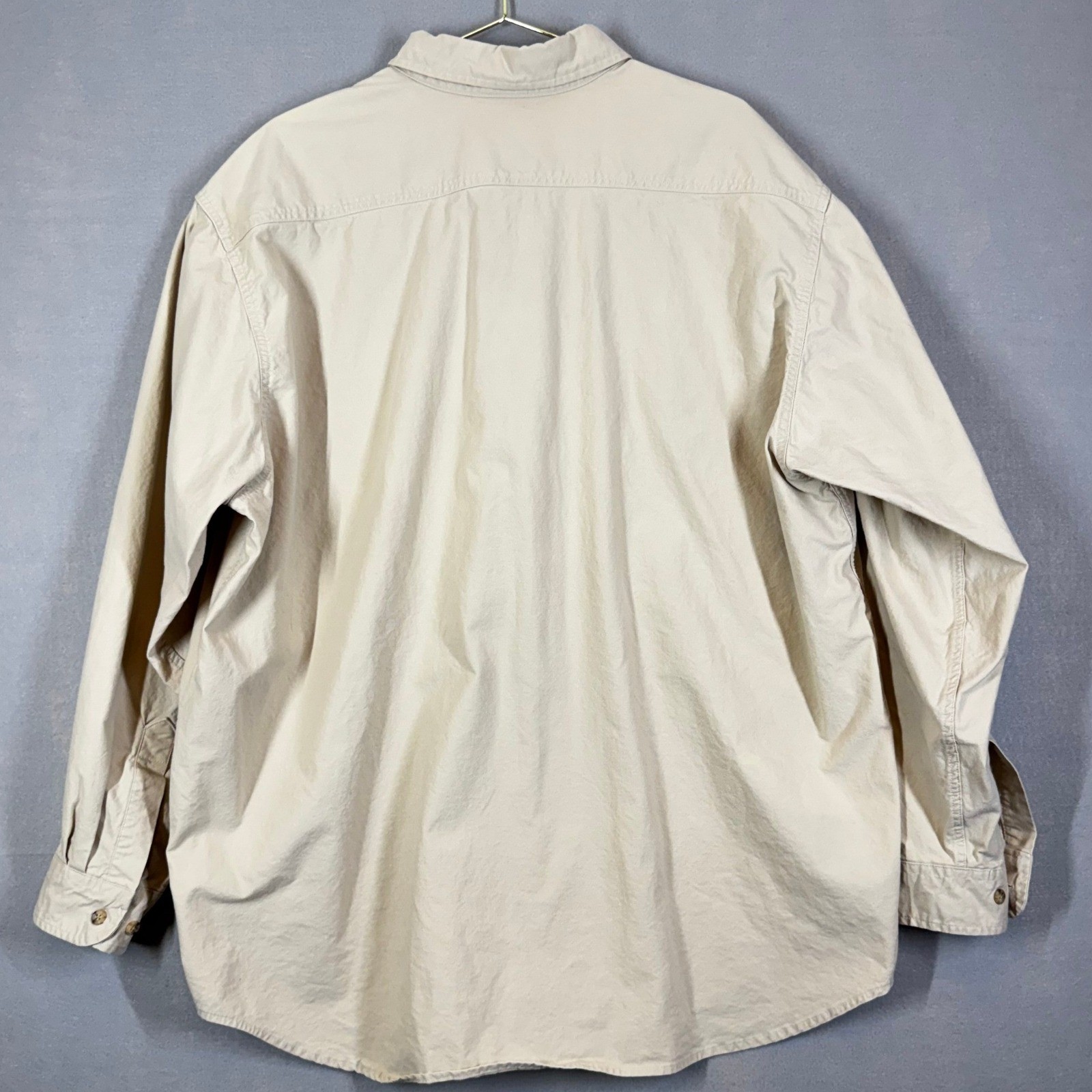 Carhartt Long Sleeve Button Down Work Shirt Men’s XL Beige Heavyweight Cotton