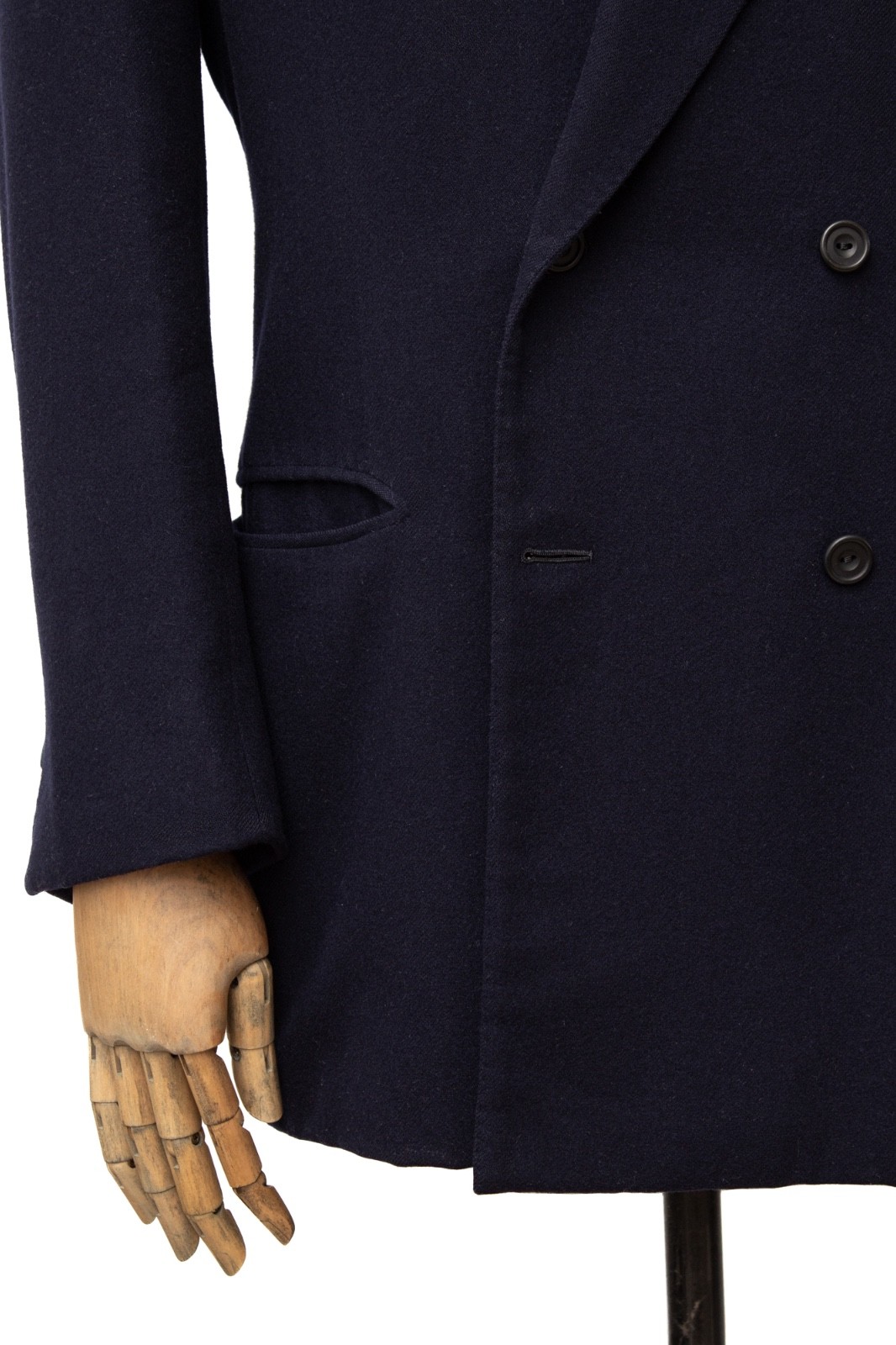 Huntsman Savile Row Bespoke Flannel Wool Navy Double Breasted Blazer Jacket