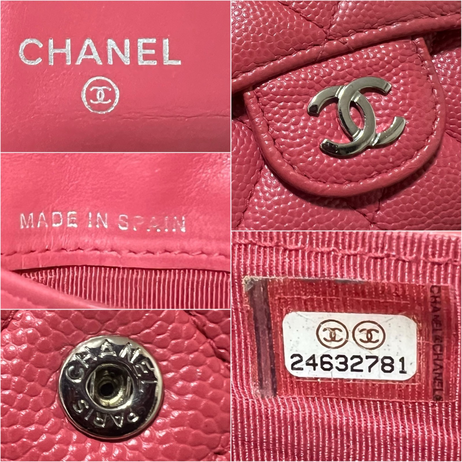 CHANEL Pink Caviar Skin Matelasse CC Logo Flap Tri-fold Small Flap Wallet