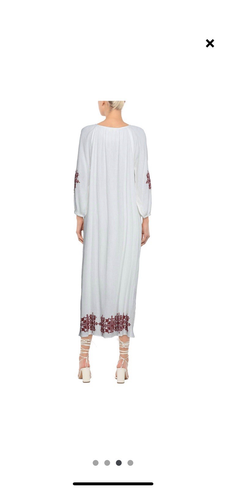 VICOLO Italian High Quality natural material Elegant WhiteRed Embroidered Dress