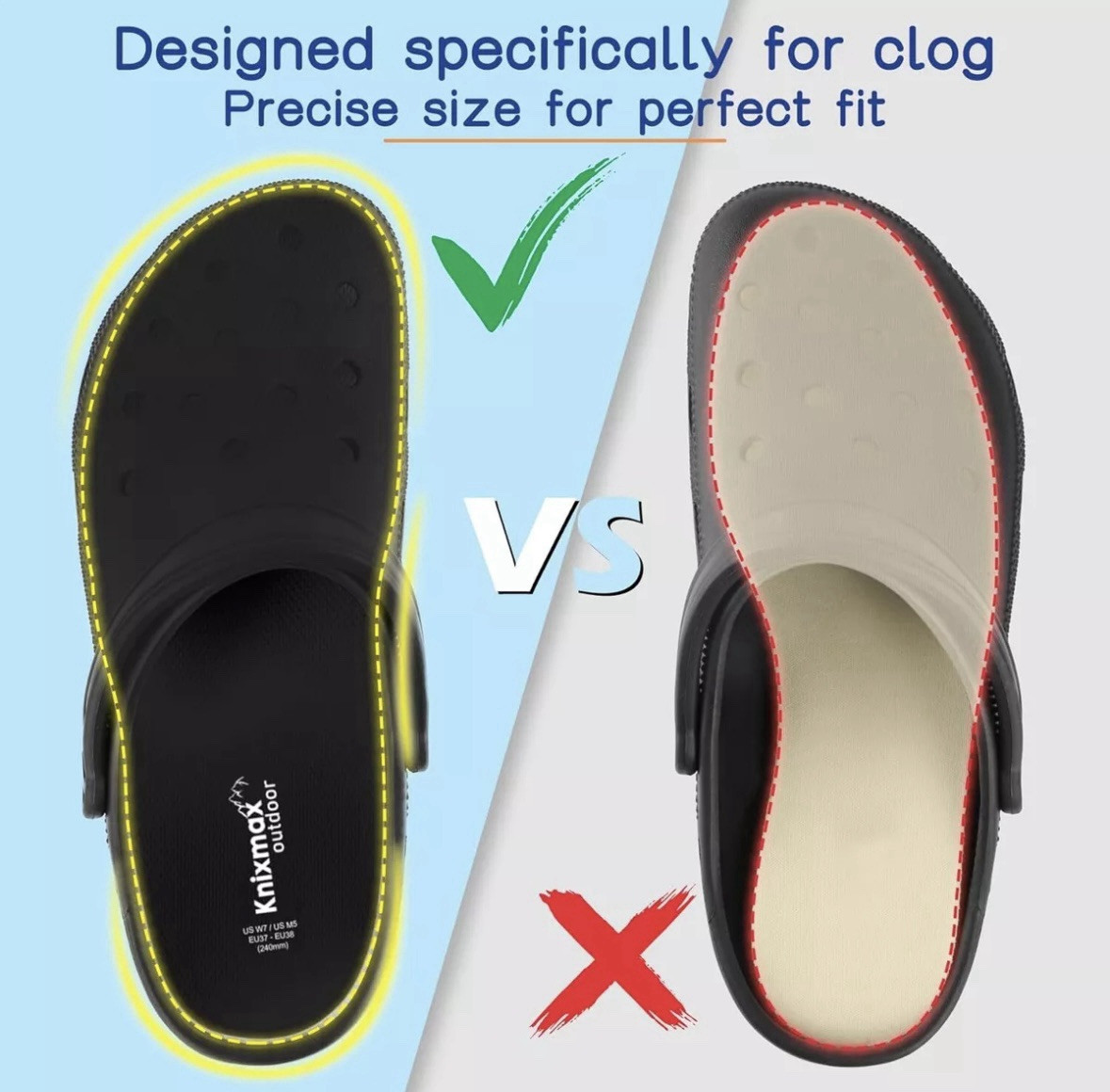 2 Pairs For Crocs Shoes Clogs Replacement Insoles Inserts Wide Garden Shoes