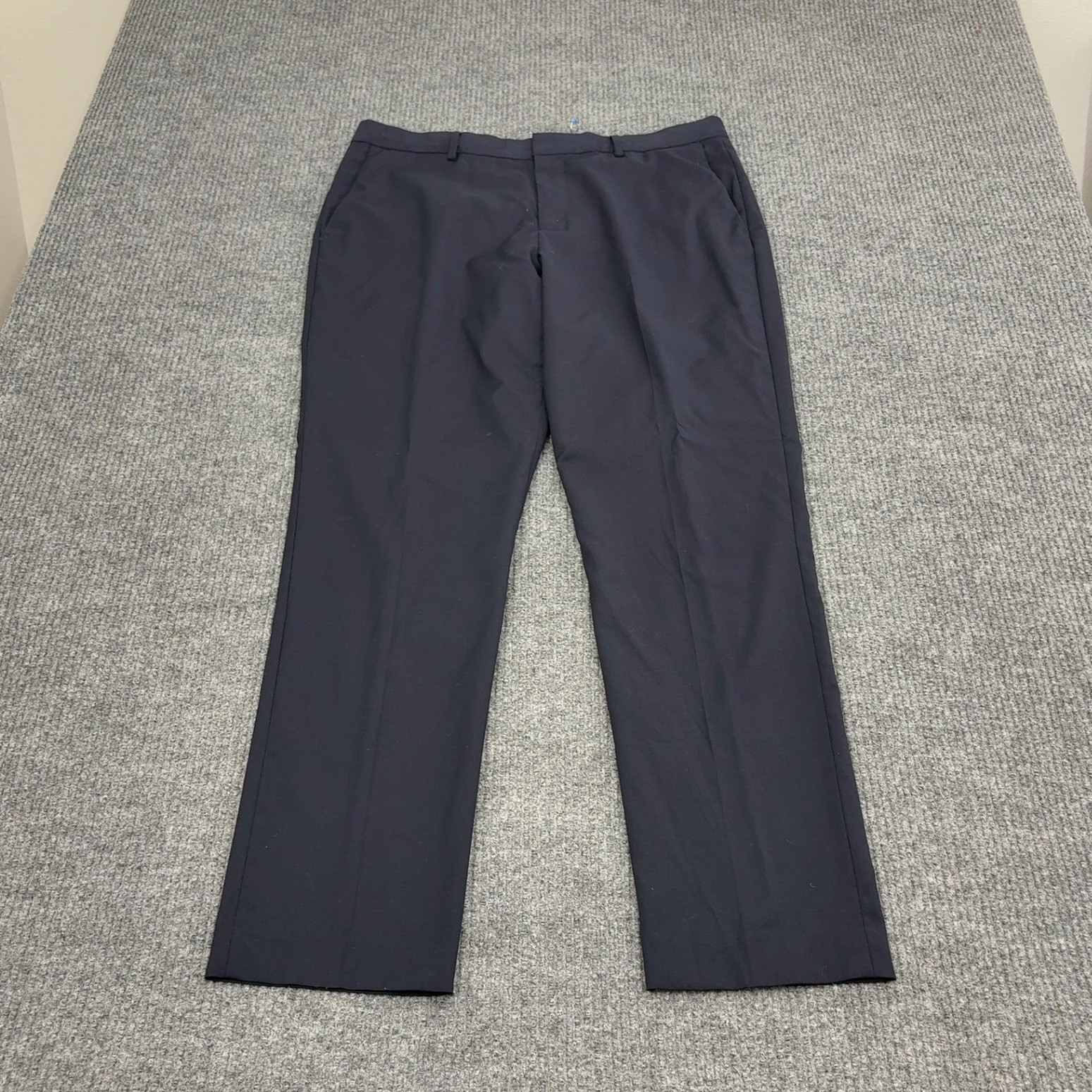 J Crew Bowery Dress Pants Men 34×32 Navy Blue Wool Blend Slim Professional Style