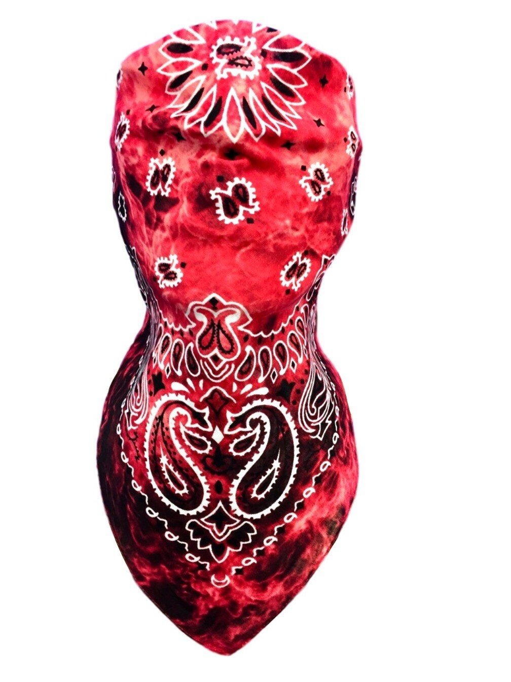VELCRO®Brand ADJUSTABLE RED TIE DYE PAISLEY FACE COVER REVERSIBLE NECK BANDANA