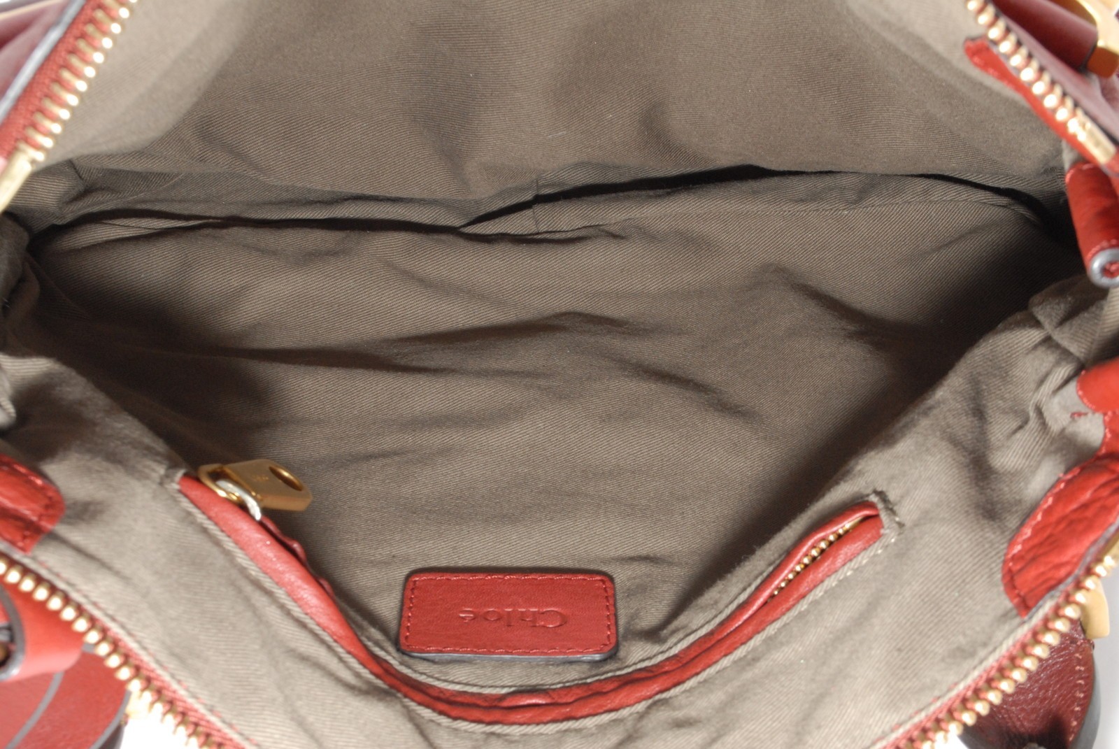 Chloe Marcie Shoulder Hand Bag Leather Red