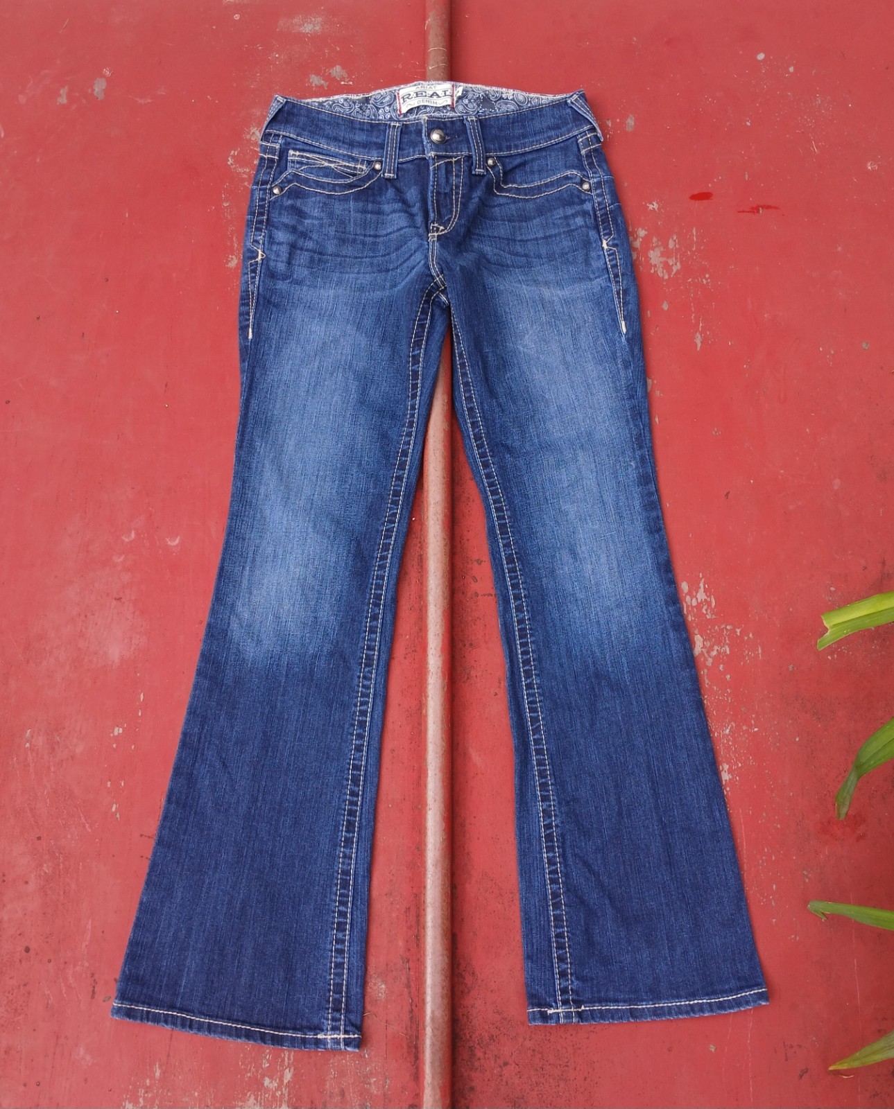 Ariat REAL Denim Bootcut Jeans Size 29R Thick Stitched Pockets Dark Wash