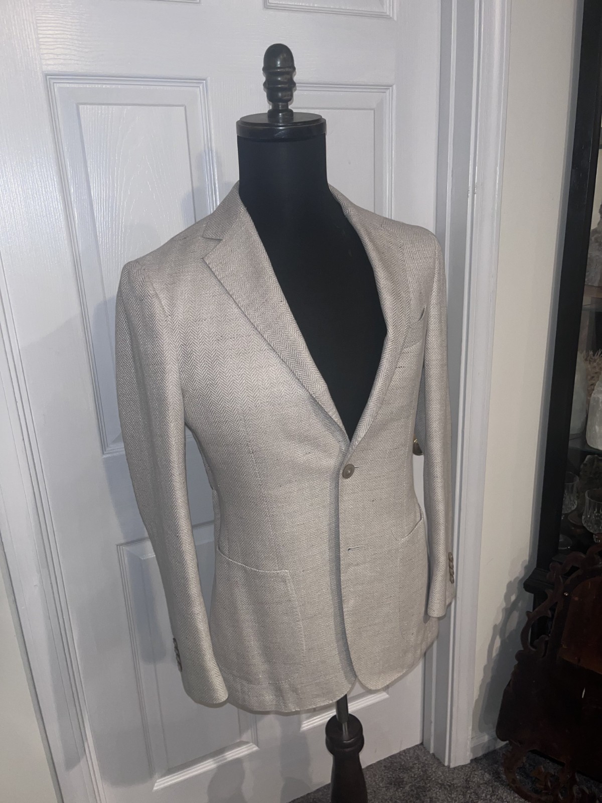 Suitsupply Linen Silk Wool Cotten 36R Beiege Cream Tan Suit Jacket Blazer Havana