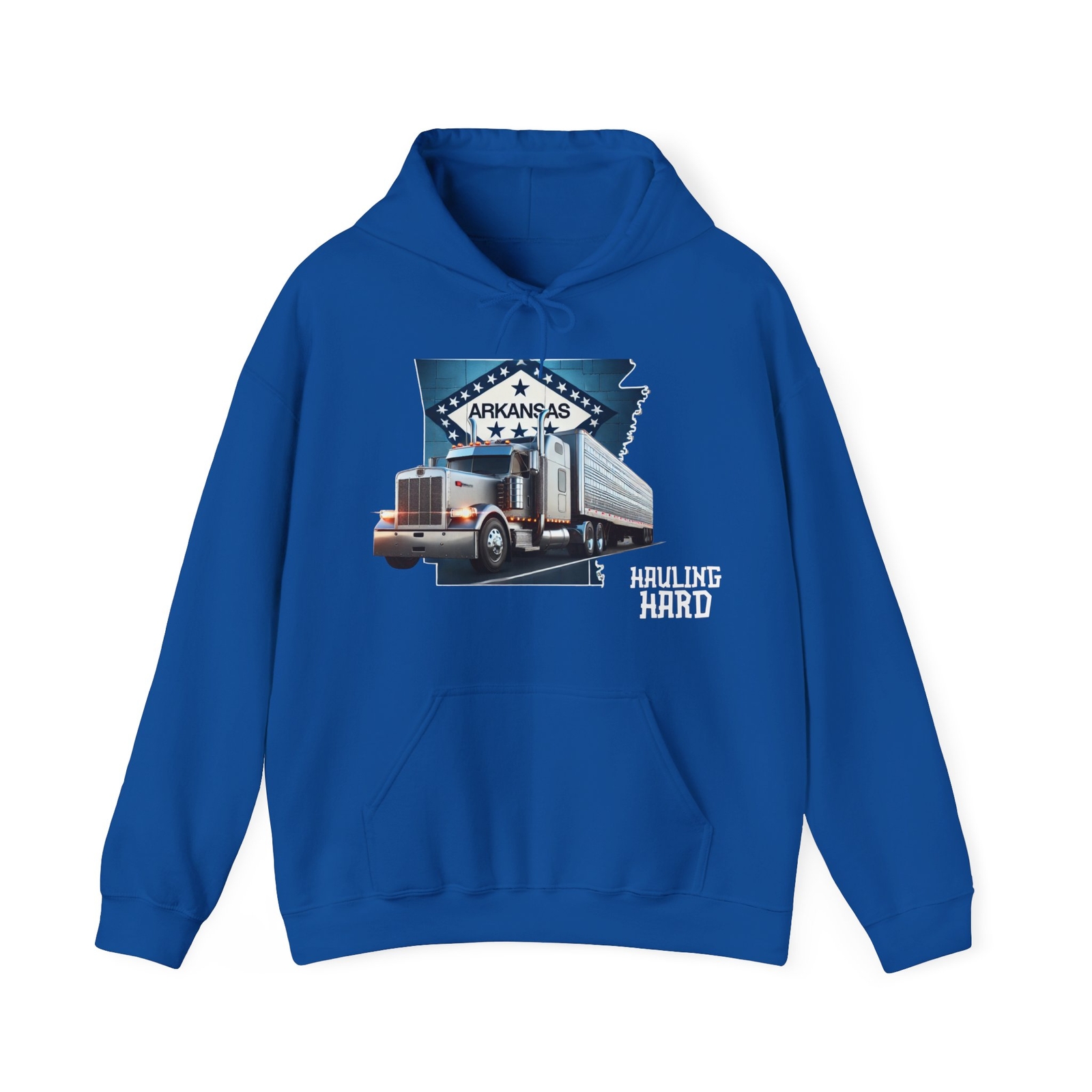 Arkansas Trucker Hoodie for Semi-Truck Drivers Sizes S to 5X Gifts for Truckers