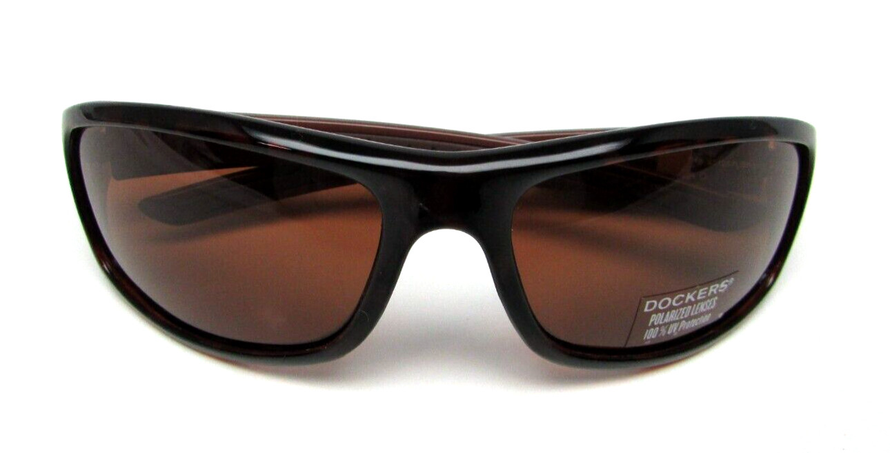 DOCKERS Brown Tortoise Wrap POLARIZED Sunglasses S01237LDP213 100% UV Protection
