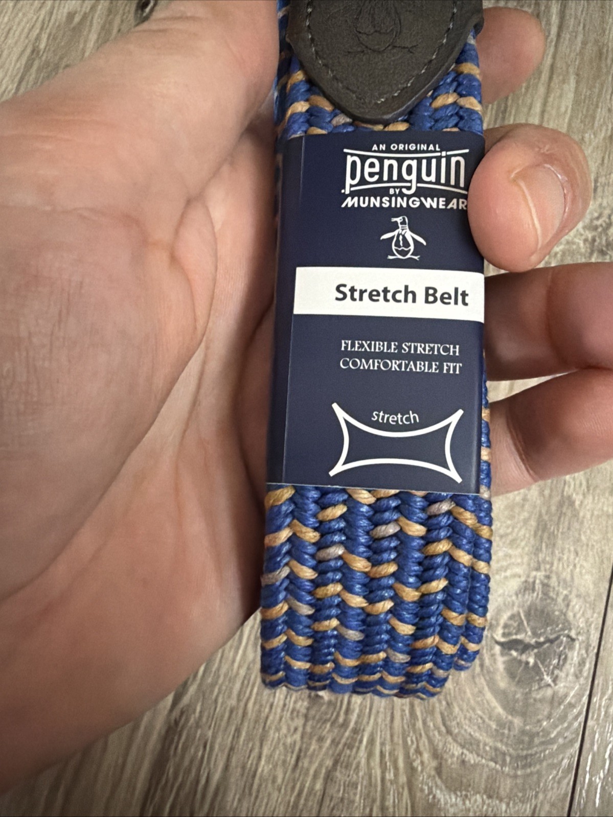 Original Penguin Elastic Fabric Woven Stretch belt Size M34-36 Blue/yellow